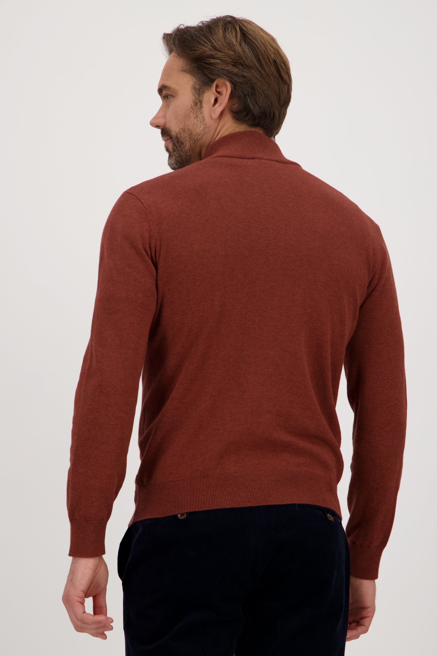Le dos de Pull marron avec fermeture éclair courte	 de Dansaert Blue pour Hommes