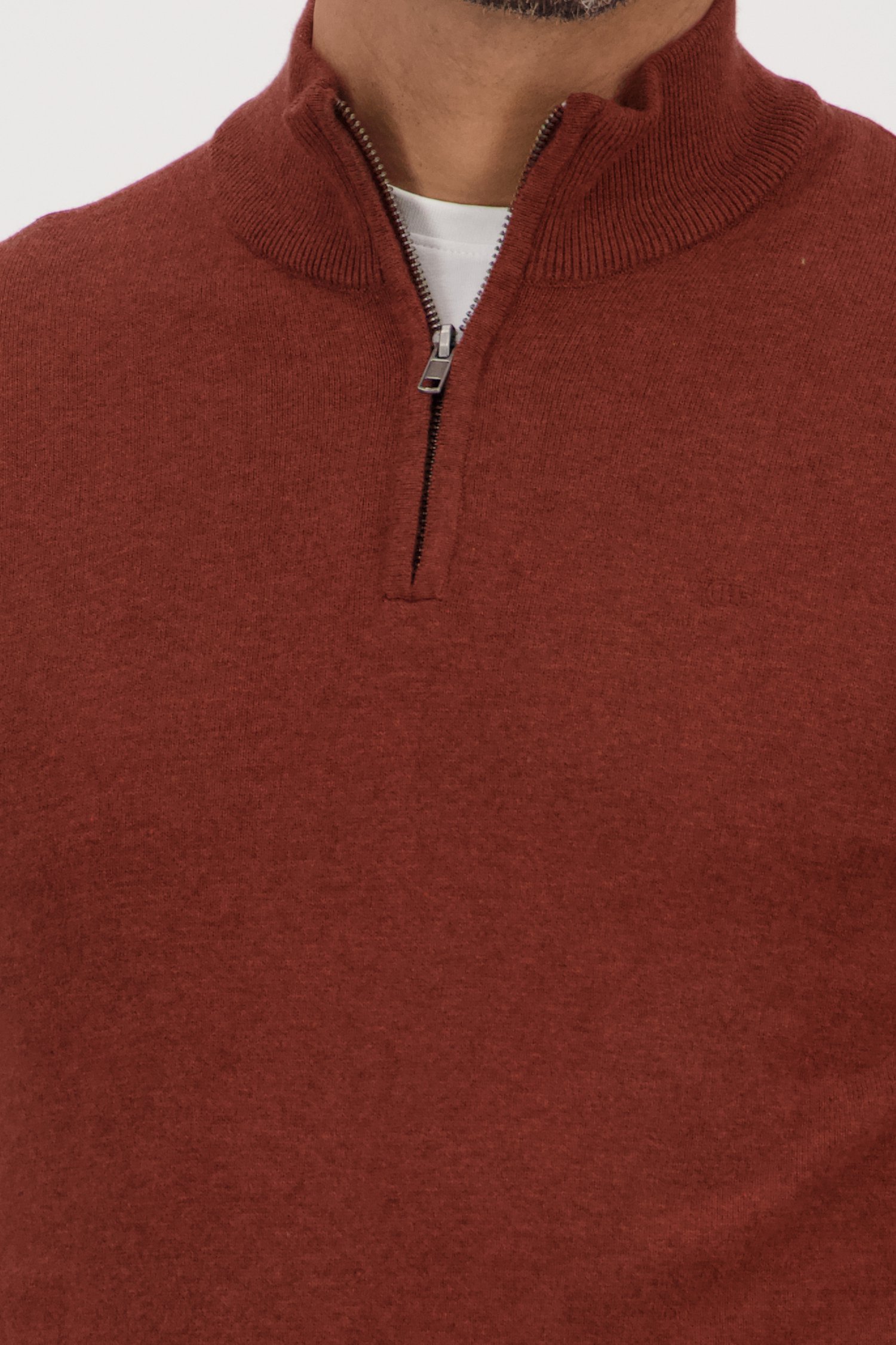 Détail de Pull marron avec fermeture éclair courte	 de Dansaert Blue pour Hommes