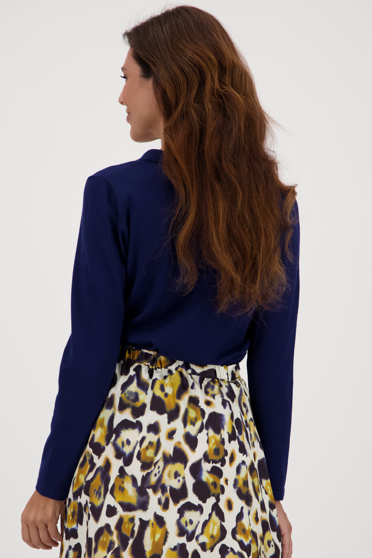 Pull met kraagje - donkerblauw van Claude Arielle voor Dames