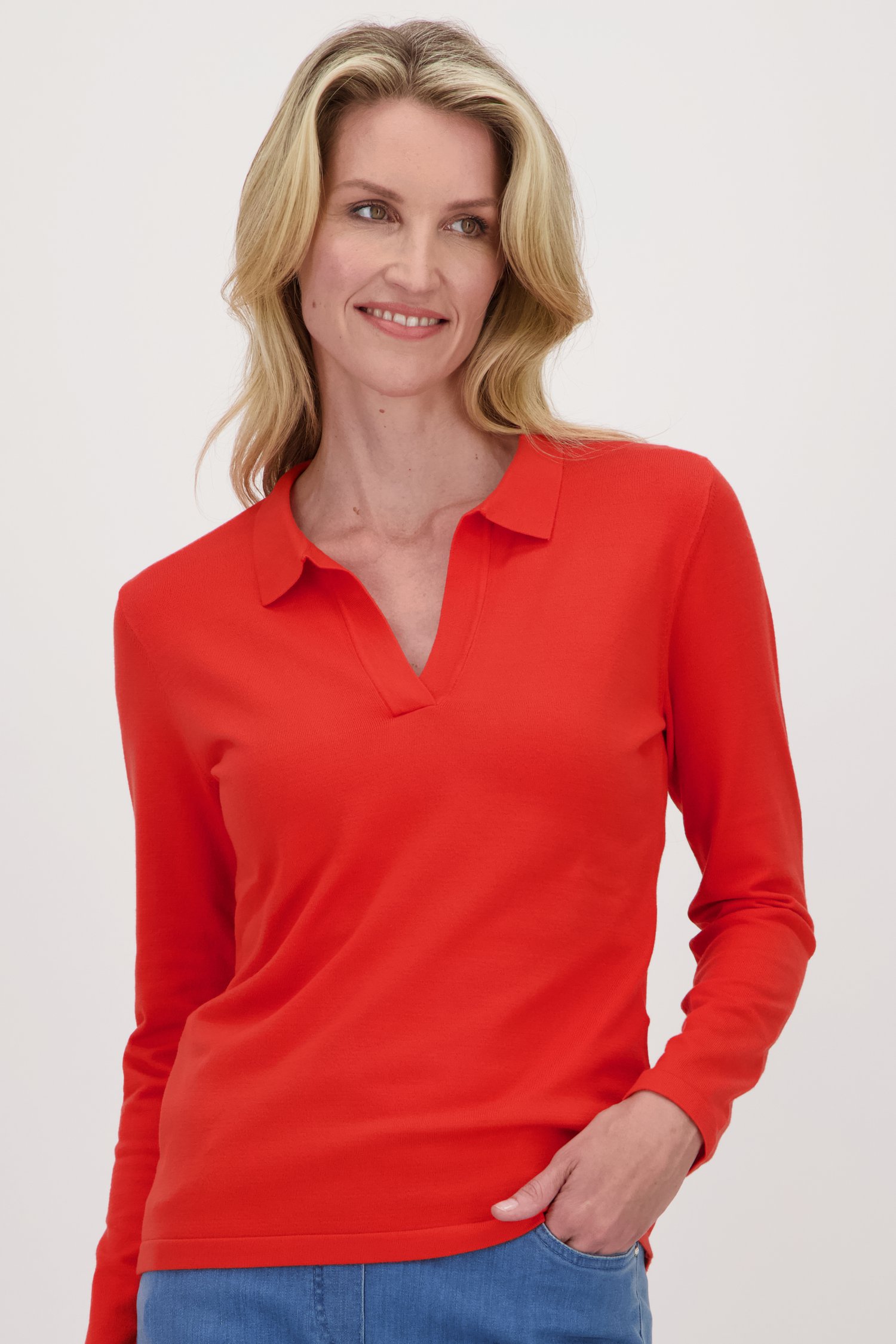 Pull met kraagje - oranje van Claude Arielle voor Dames