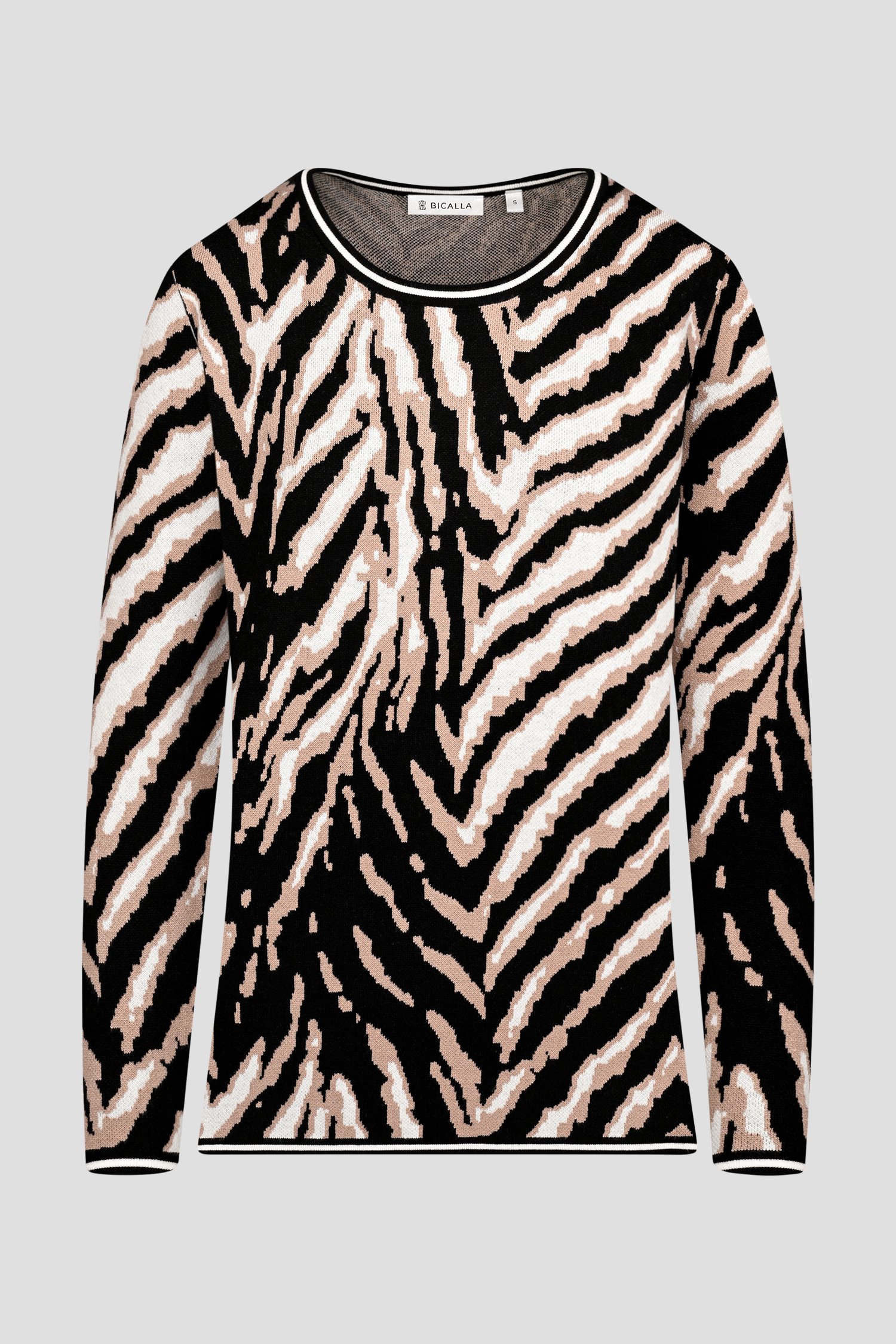 Pull noir à imprimé animalier beige/écru de Bicalla pour Femmes
