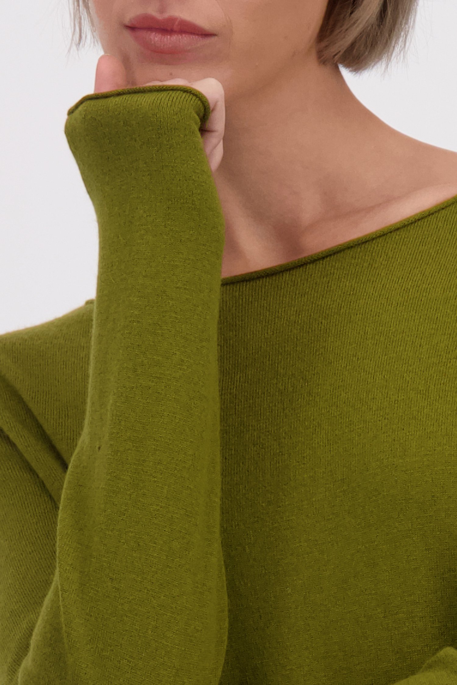 Détail de Pull olive en tricot fin de Marc O'Polo pour Femmes