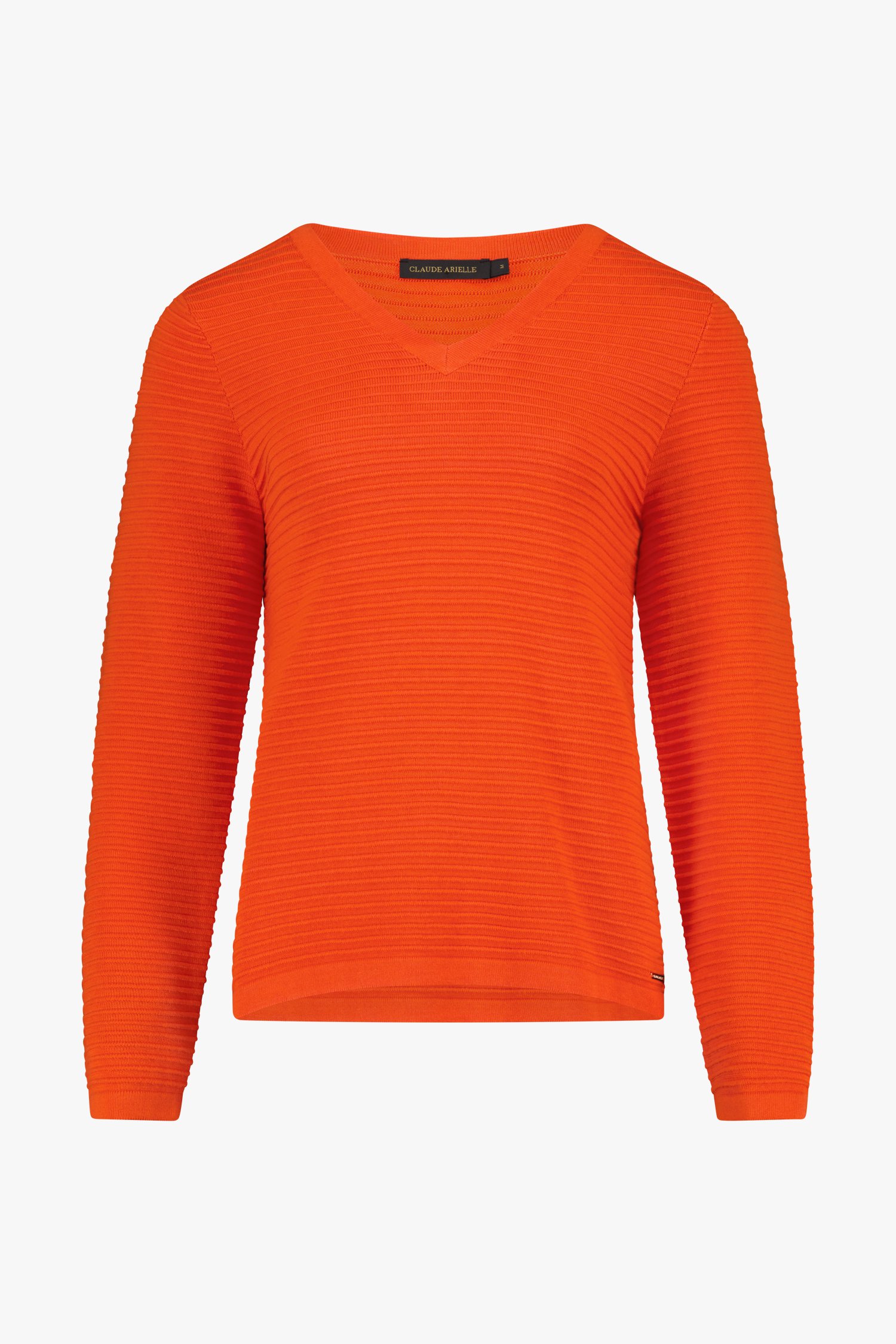 Pull orange-rouge en tissu côtelé de Claude Arielle pour Femmes