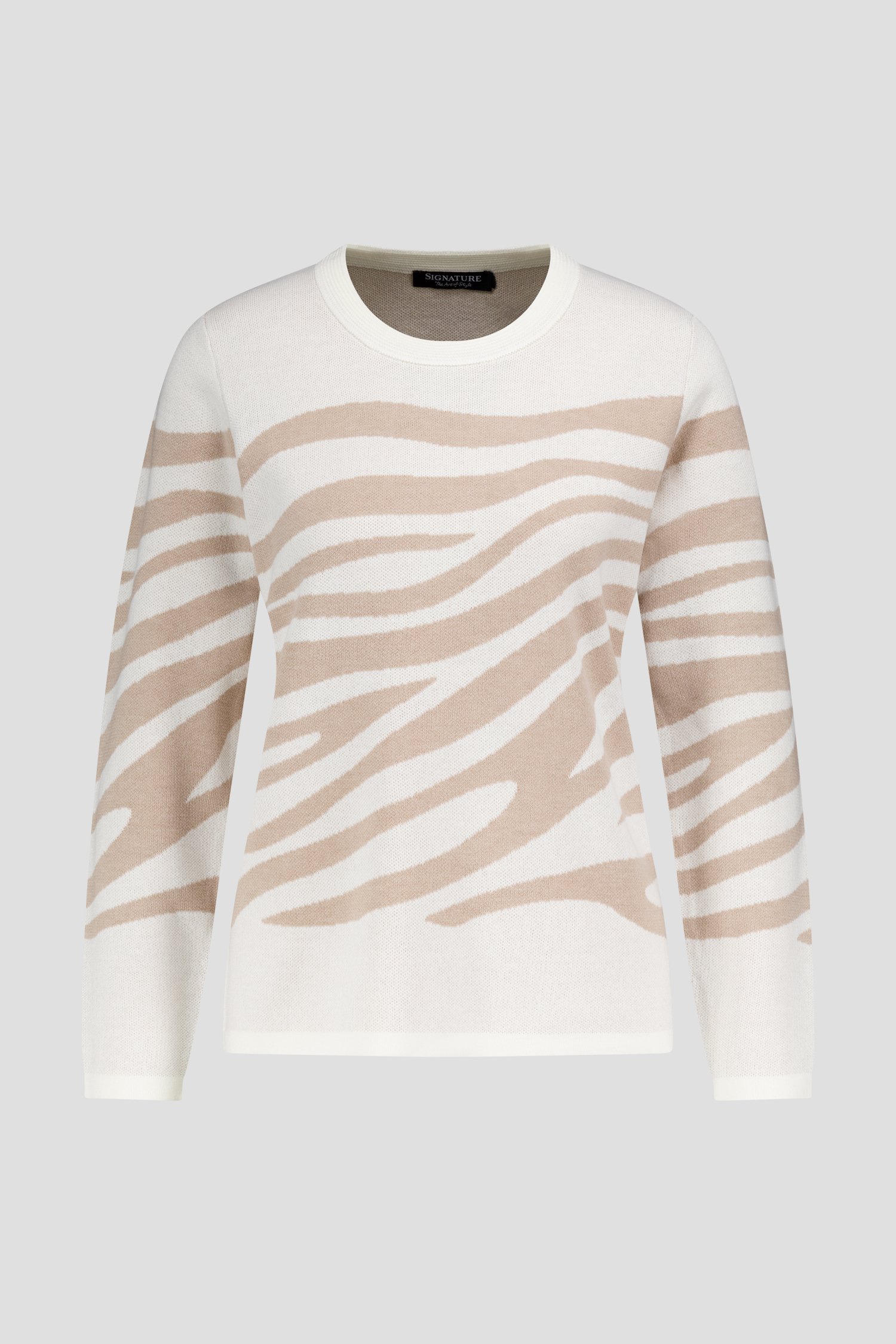 Pull-over écru à rayures beiges de Signature pour Femmes