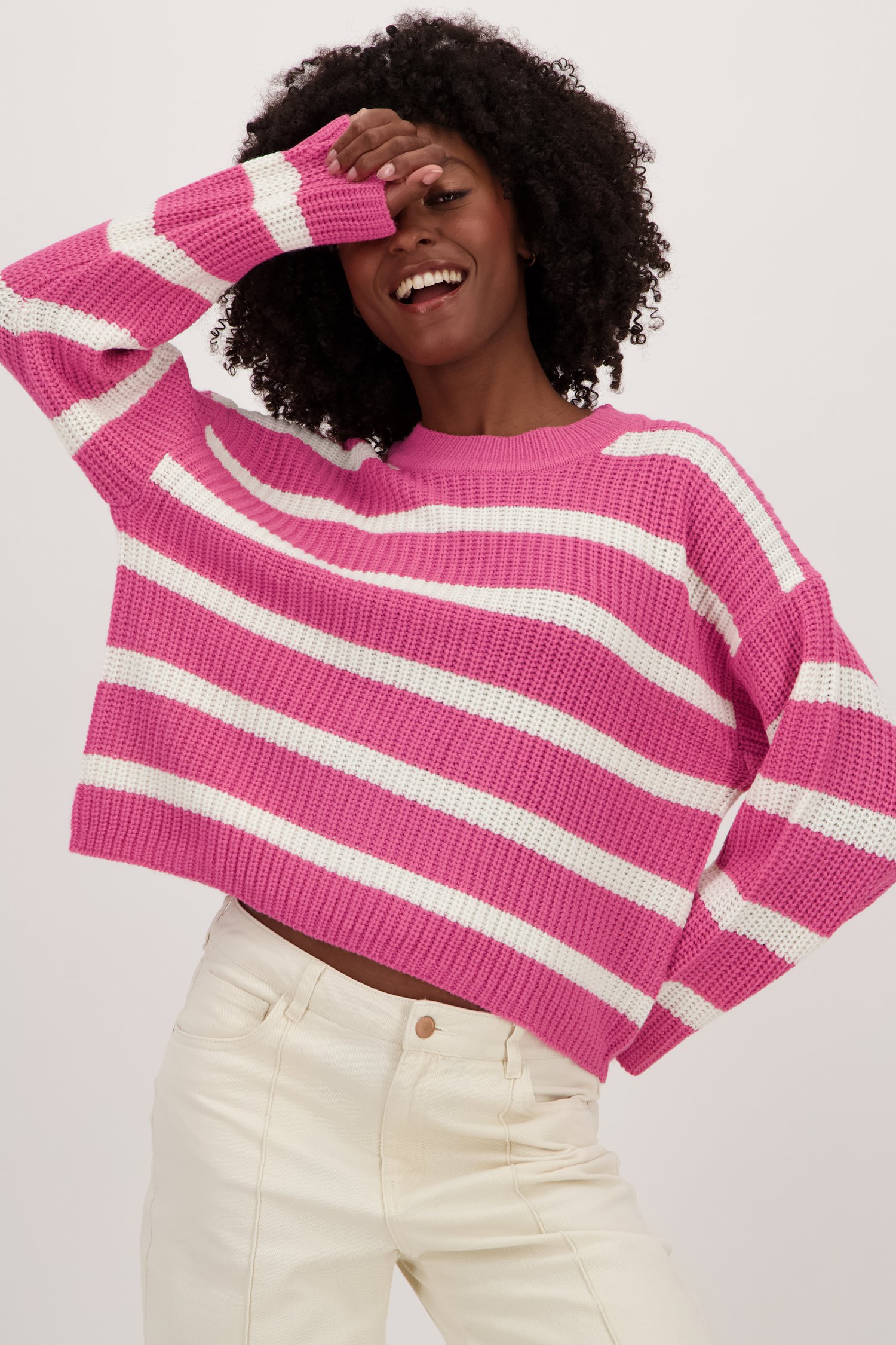 Pull rayé rose de JDY pour Femmes