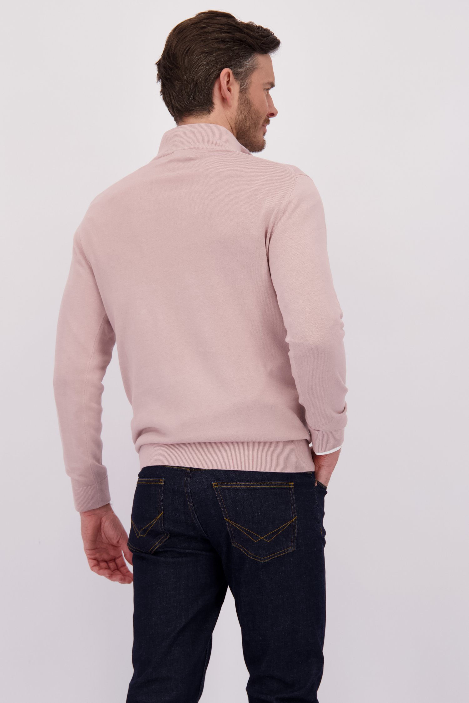 Le dos de Pull rose à col zippé – Slim fit de Michaelis pour Hommes