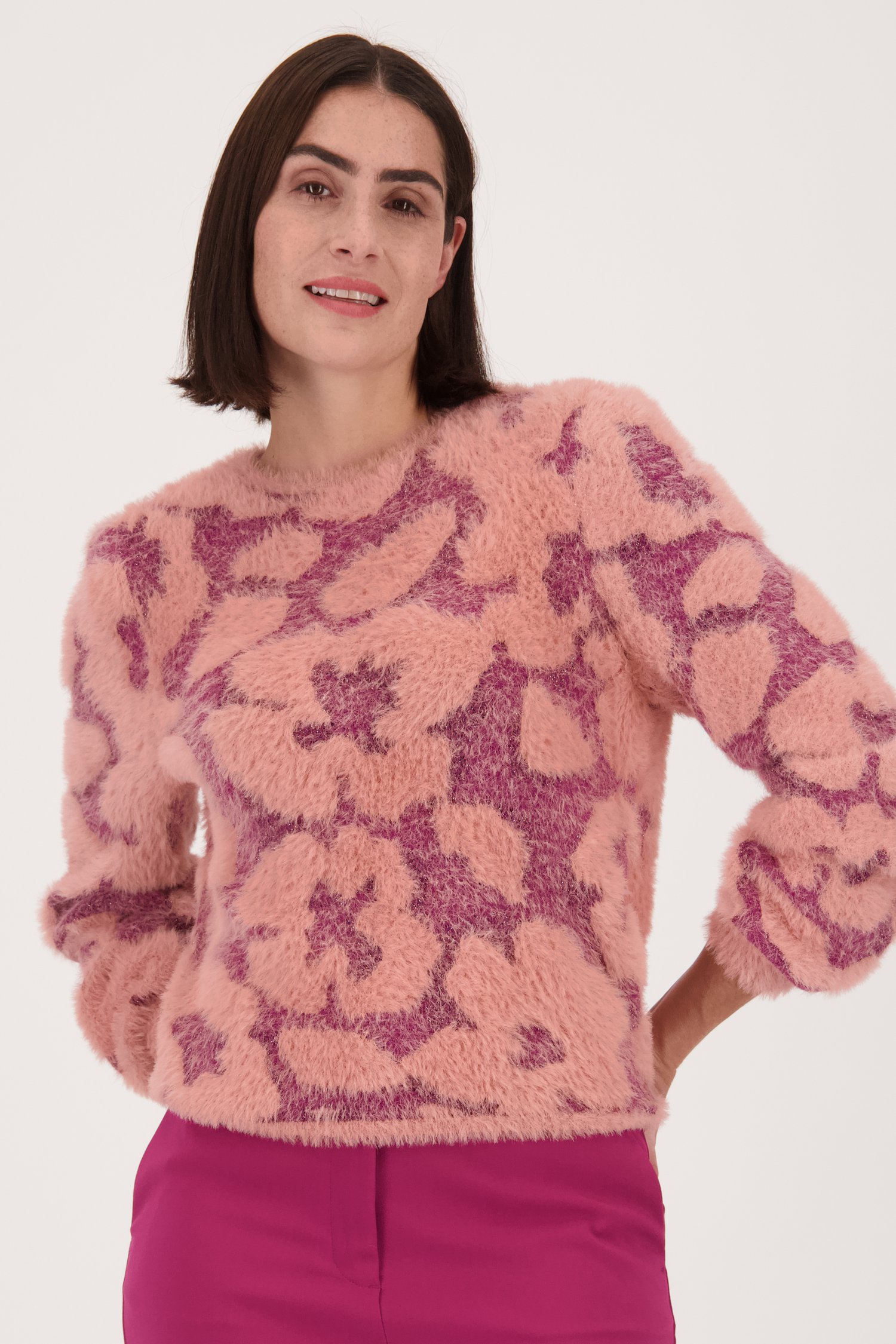 Pull rose doux avec motif floral de D'Auvry pour Femmes