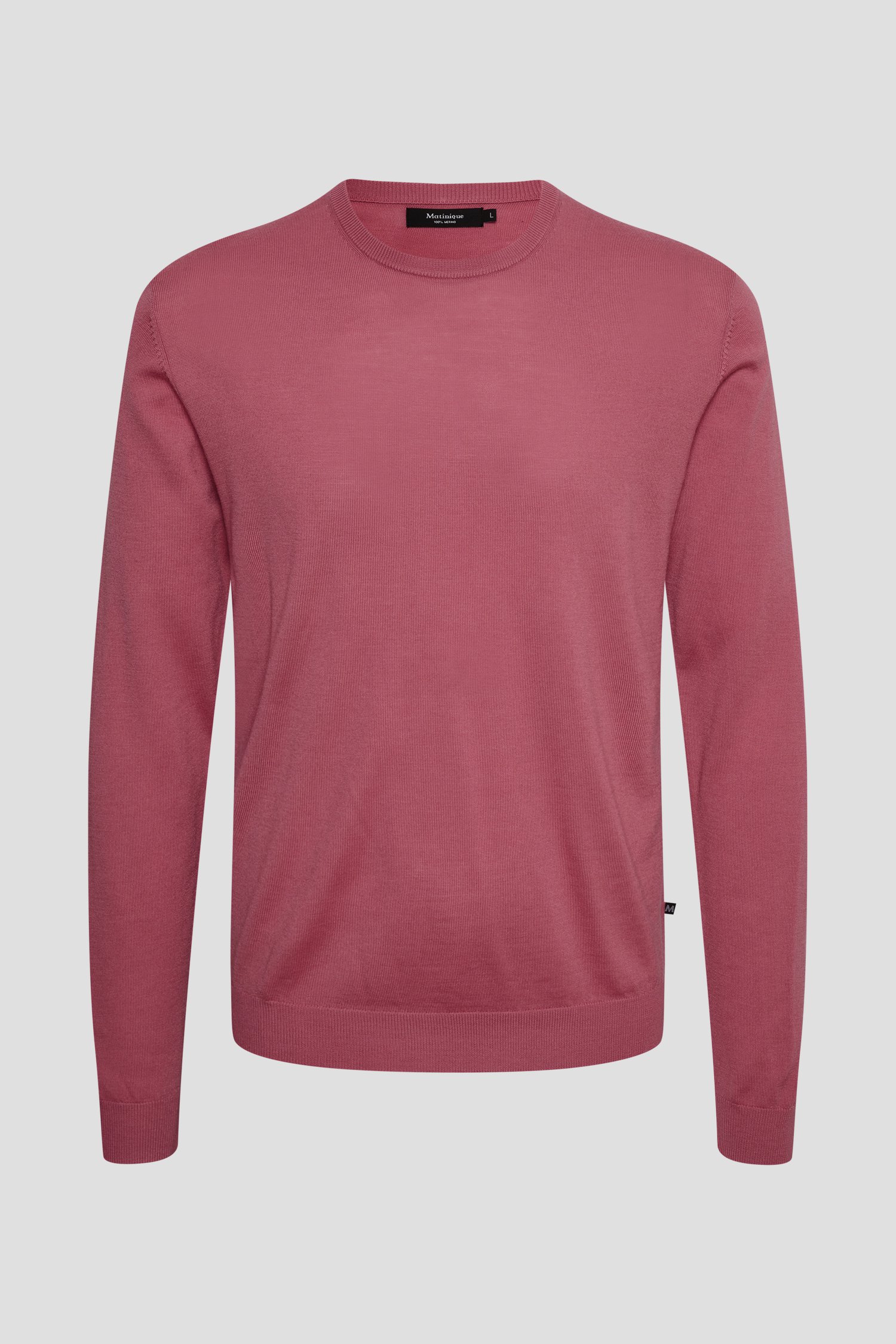 Photo produit 1 de Pull rose en laine mérinos à col rond de Matinique pour Hommes