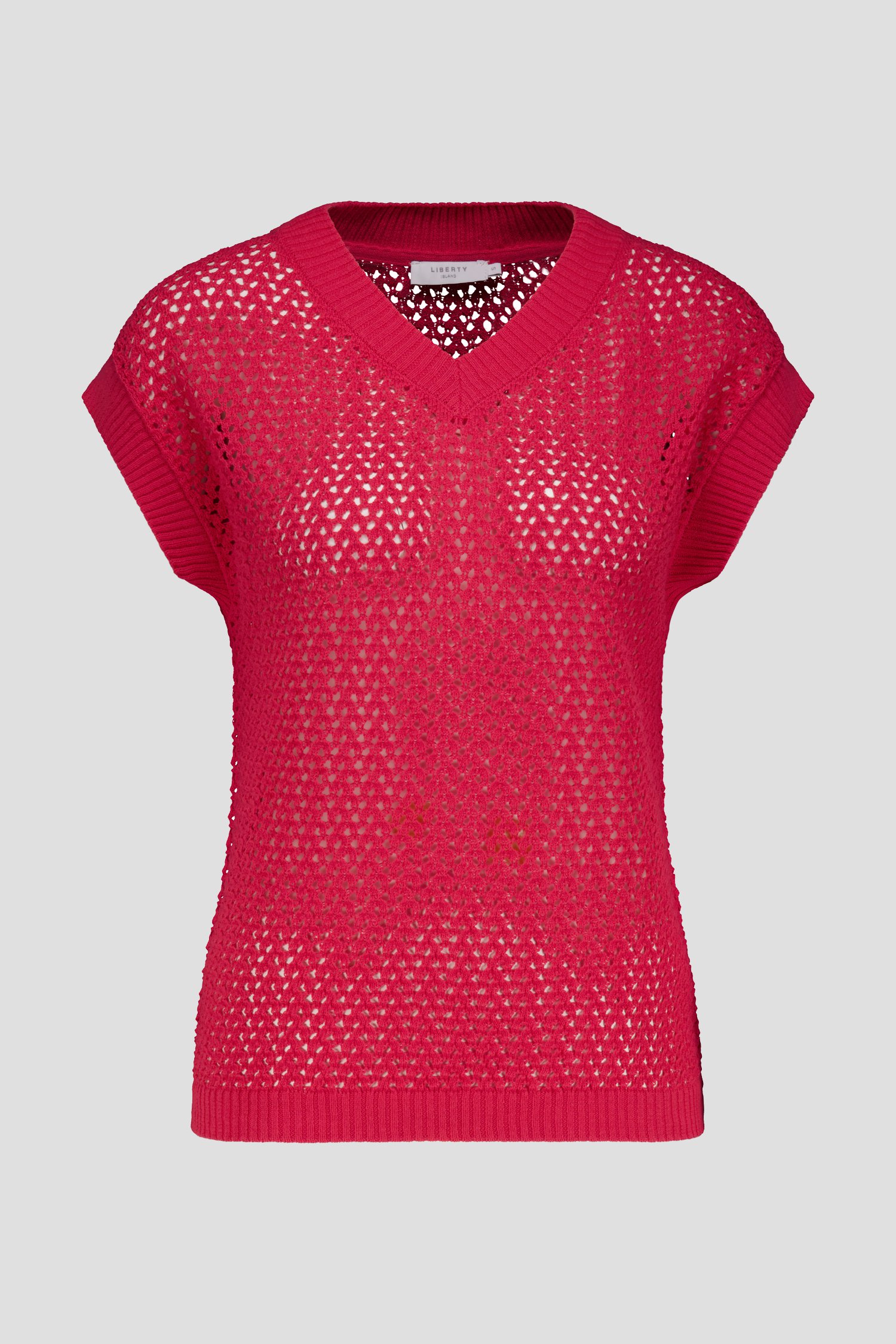 Pull rouge à motief ajouré et manches courtes de Liberty Island pour Femmes