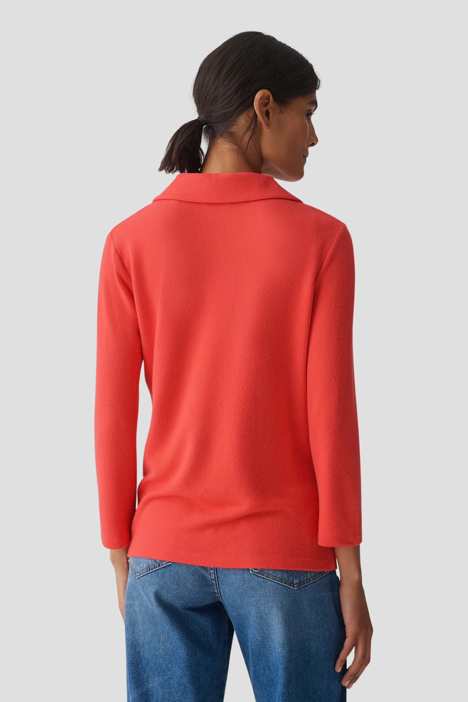 Pull rouge doux avec col de Opus pour Femmes