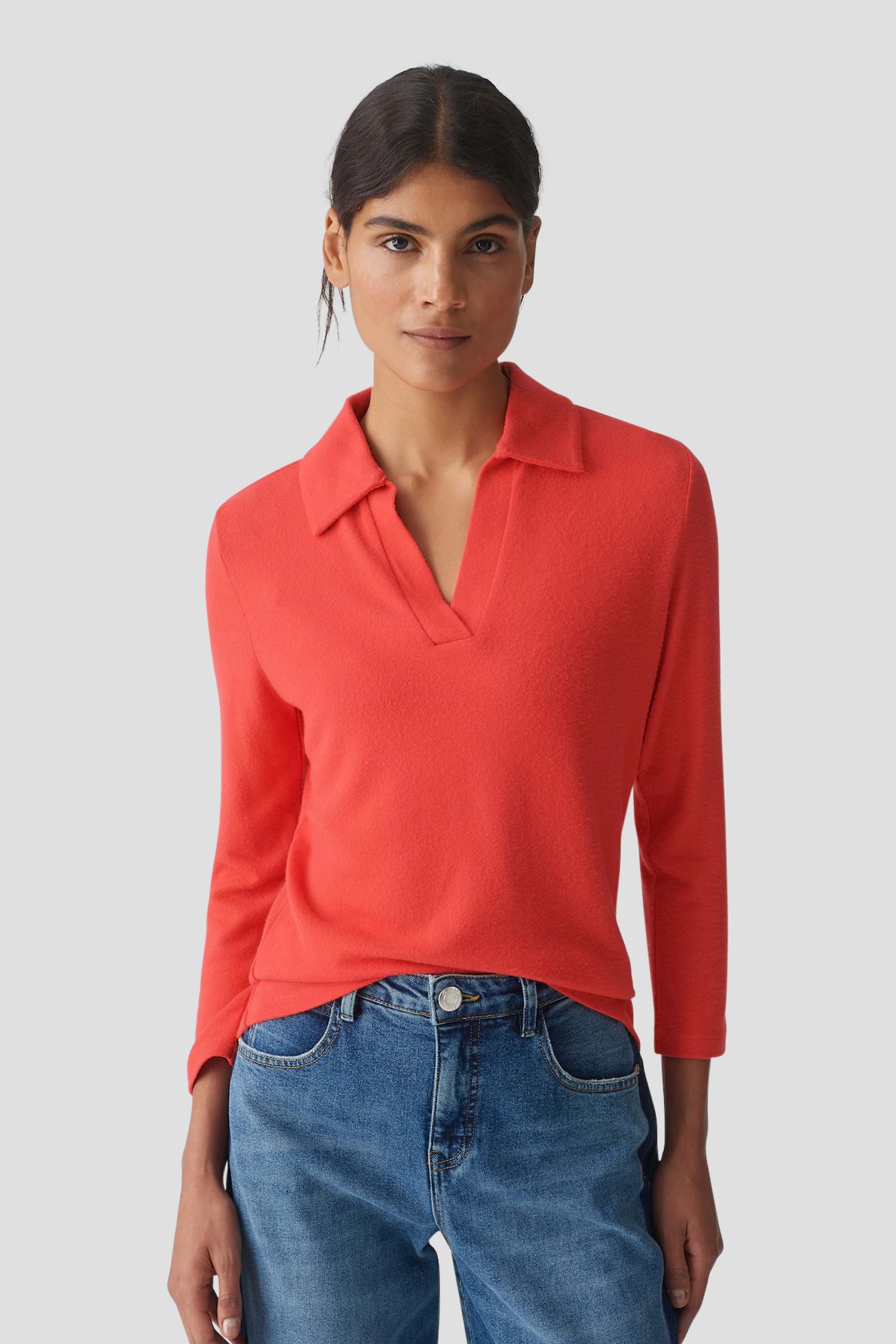 Pull rouge doux avec col de Opus pour Femmes