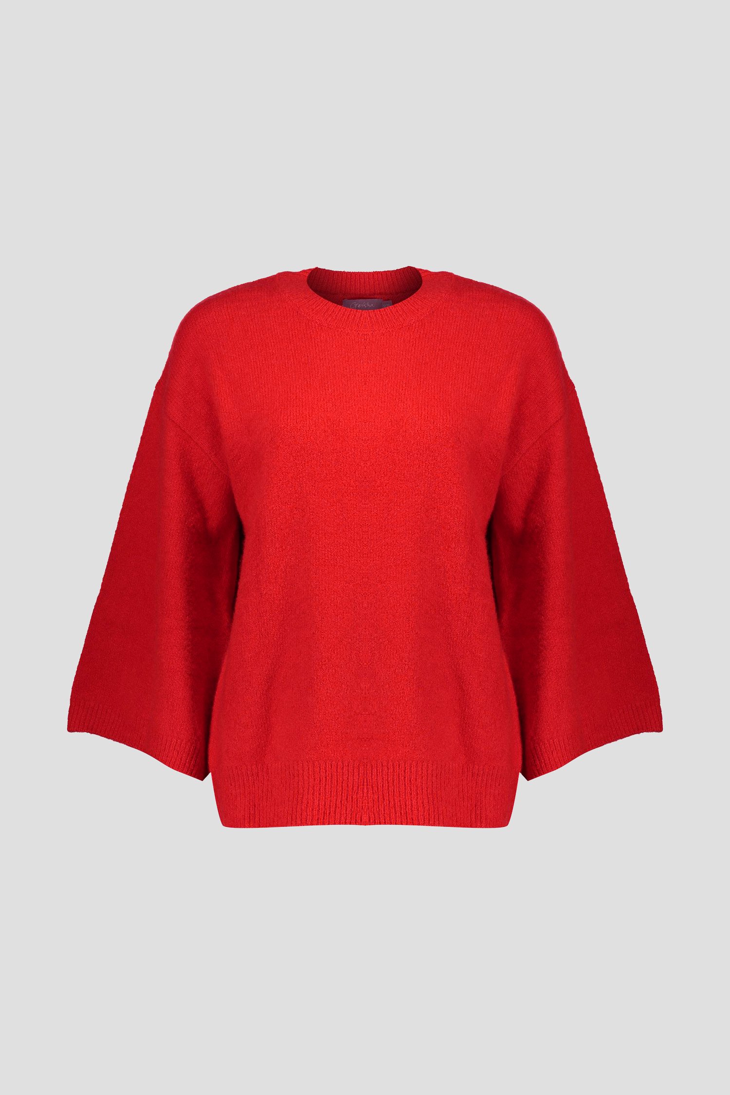 Pull rouge en maille à manches 3/4	 de Geisha pour Femmes