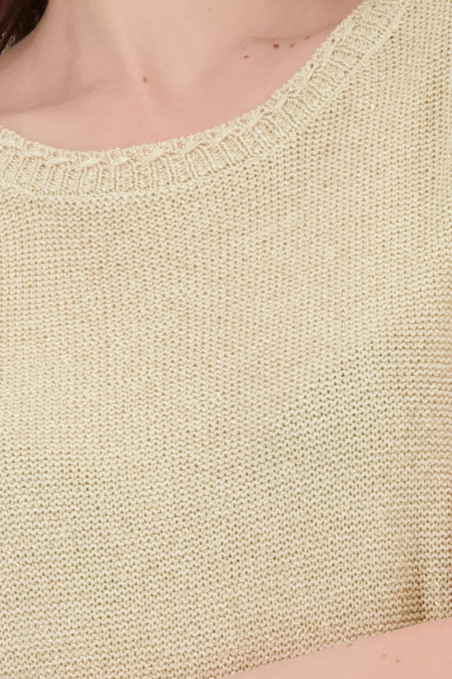 Pull sans manche beige avec paillettes dorées de Geisha pour Femmes