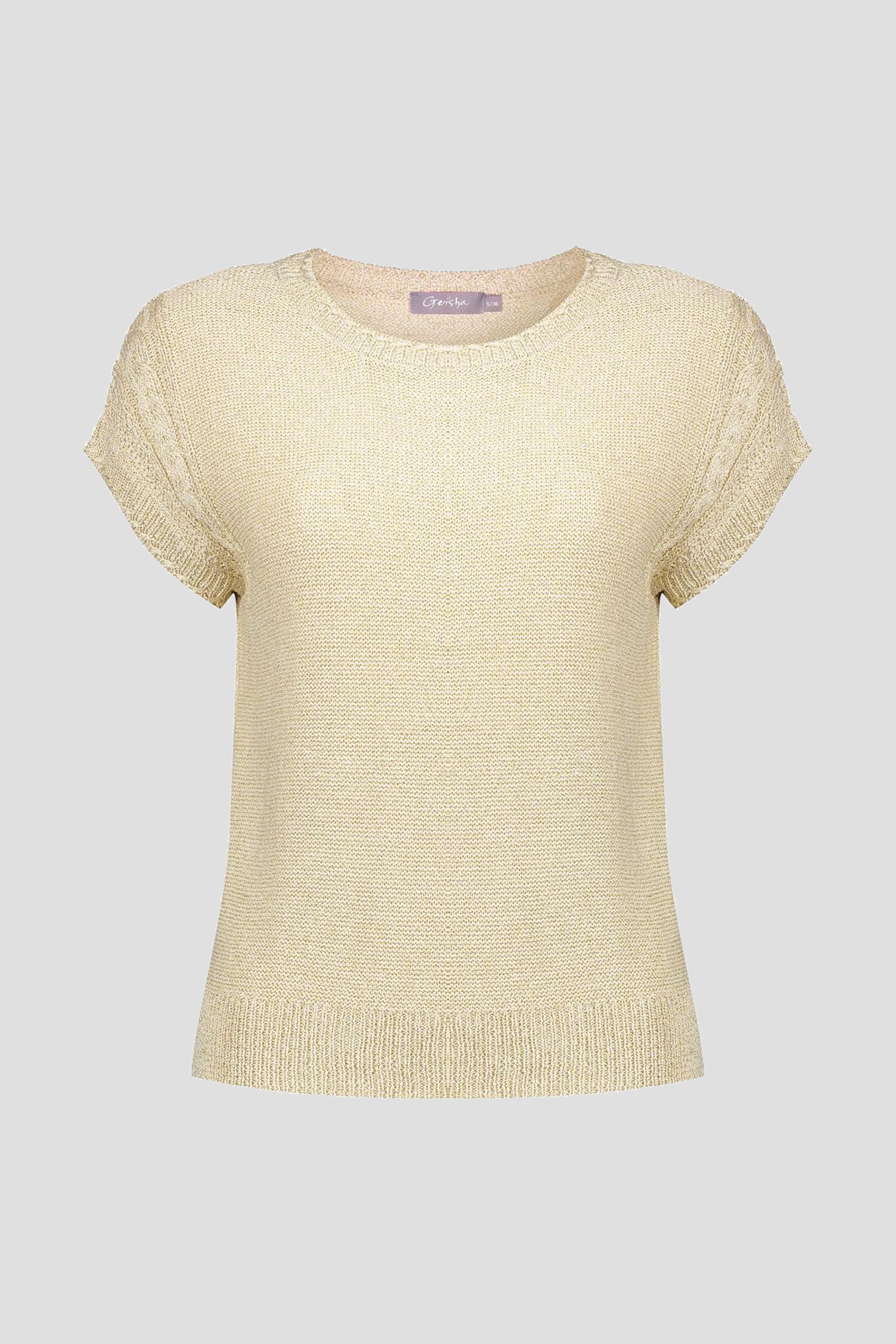 Pull sans manche beige avec paillettes dorées de Geisha pour Femmes