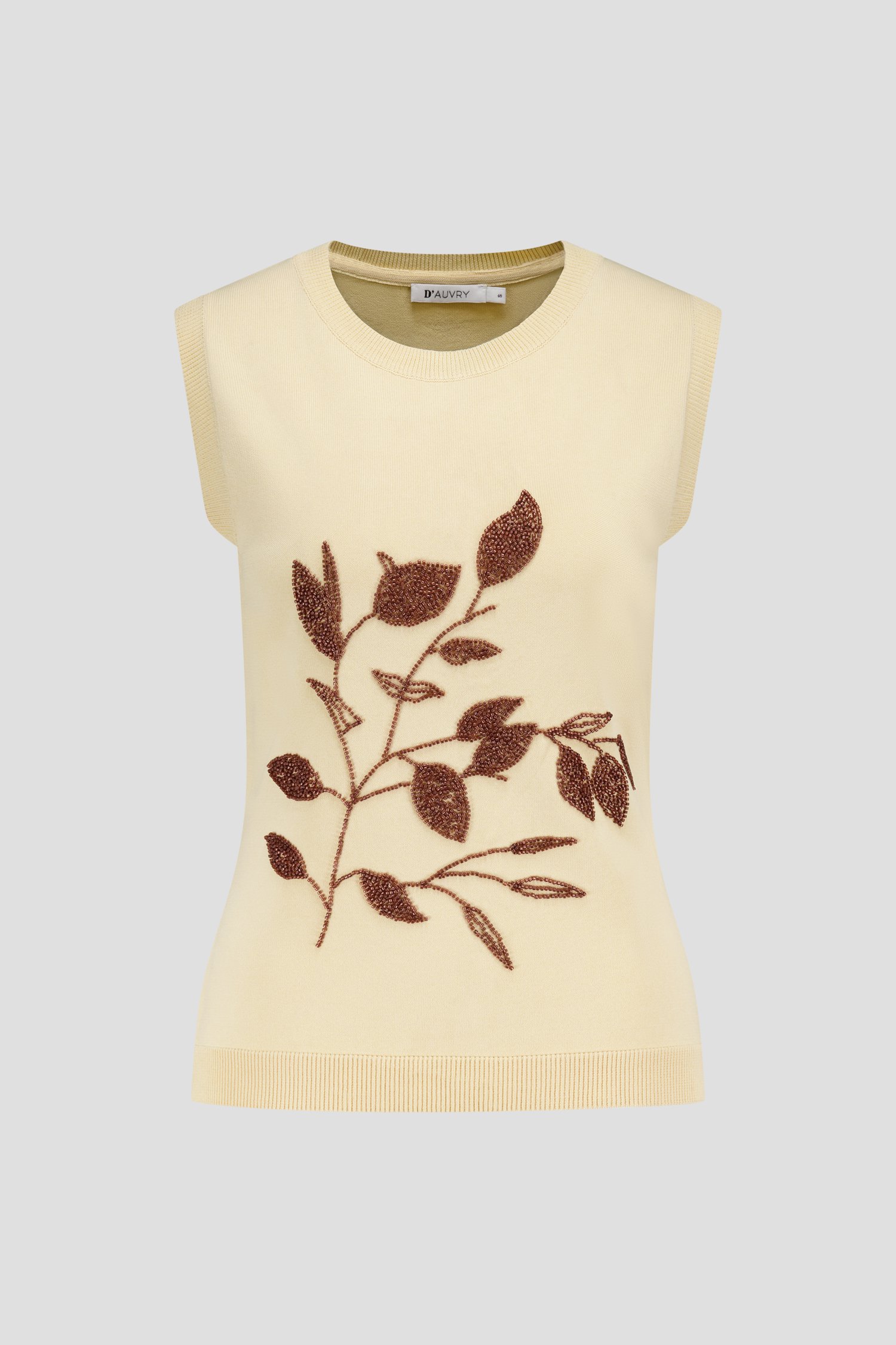 Pull sans manches beige clair avec boutons perlés de D'Auvry pour Femmes