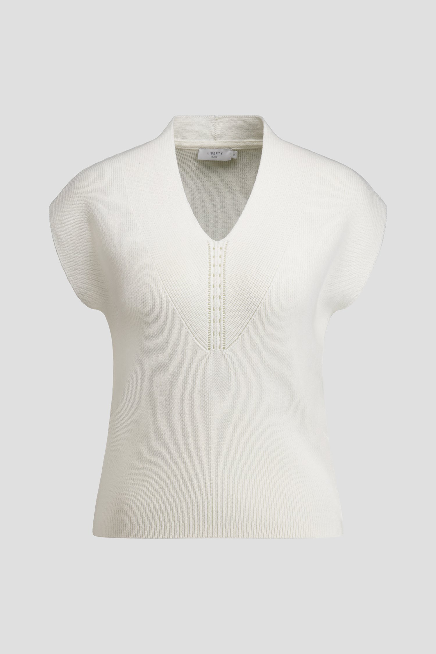 Photo produit 1 de Pull sans manches blanc avec col en V  de Liberty Island pour Femmes