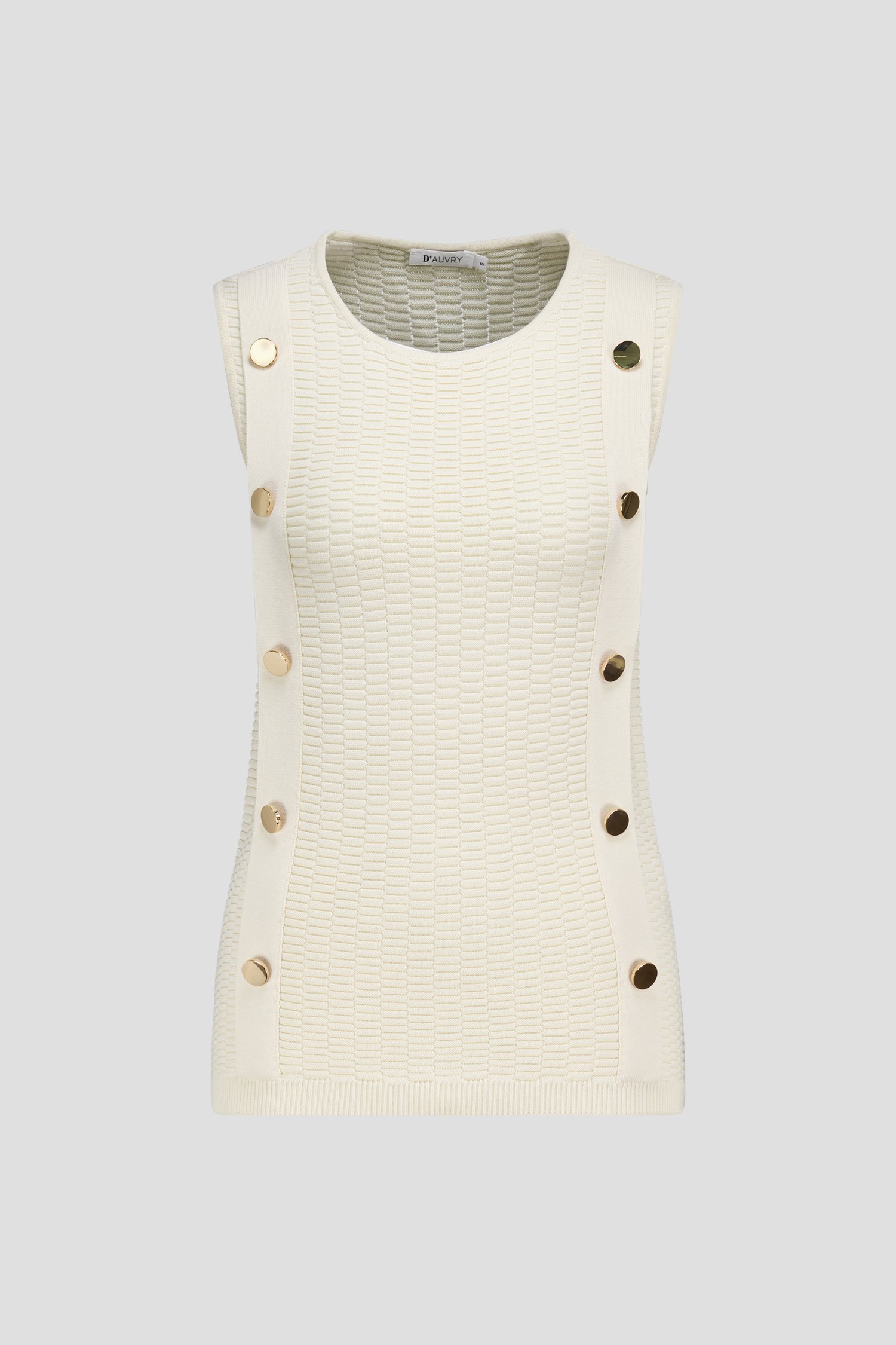 Pull sans manches écru à boutons dorés de D'Auvry pour Femmes