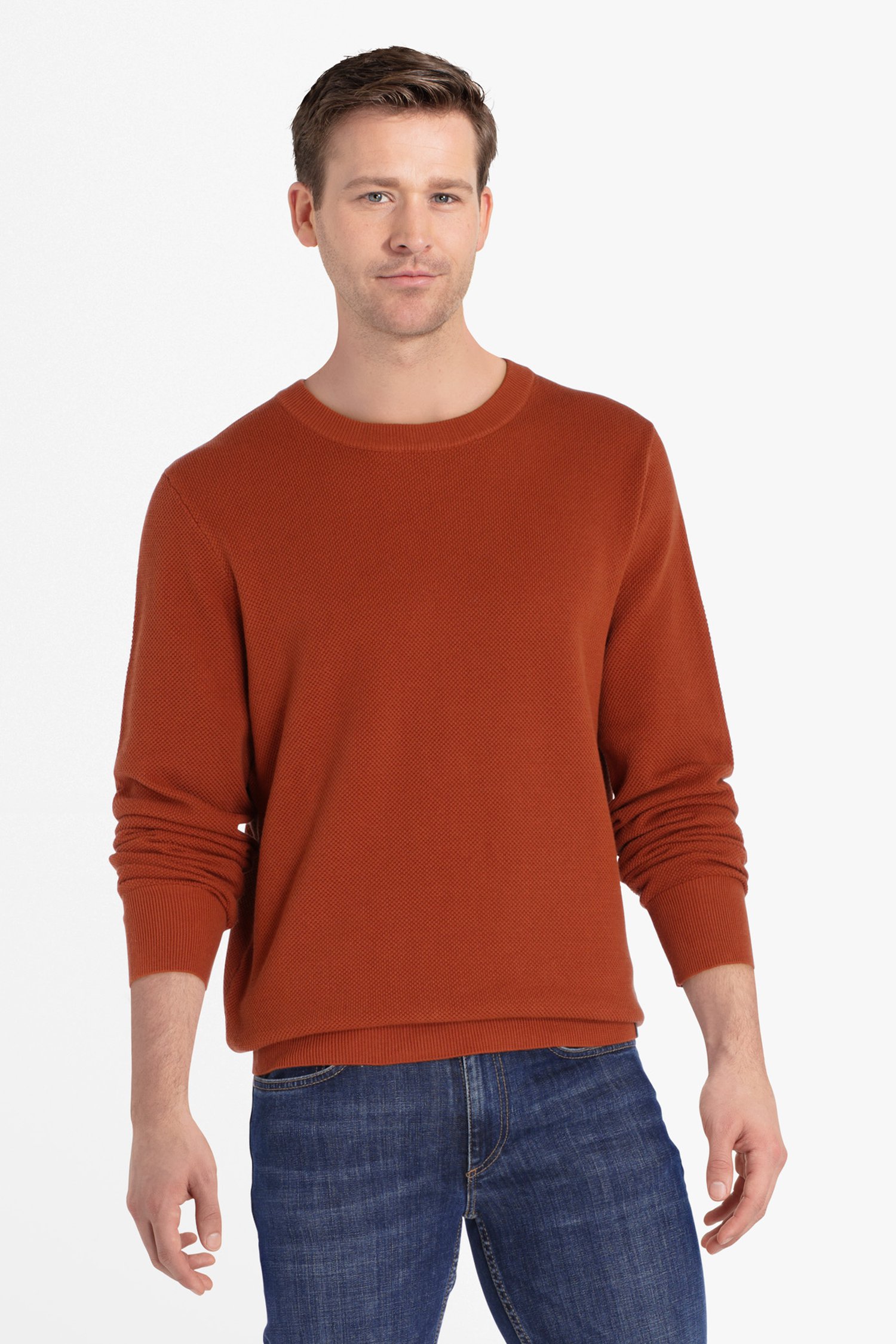 Pull texturé marron-orange de Ravøtt pour Hommes