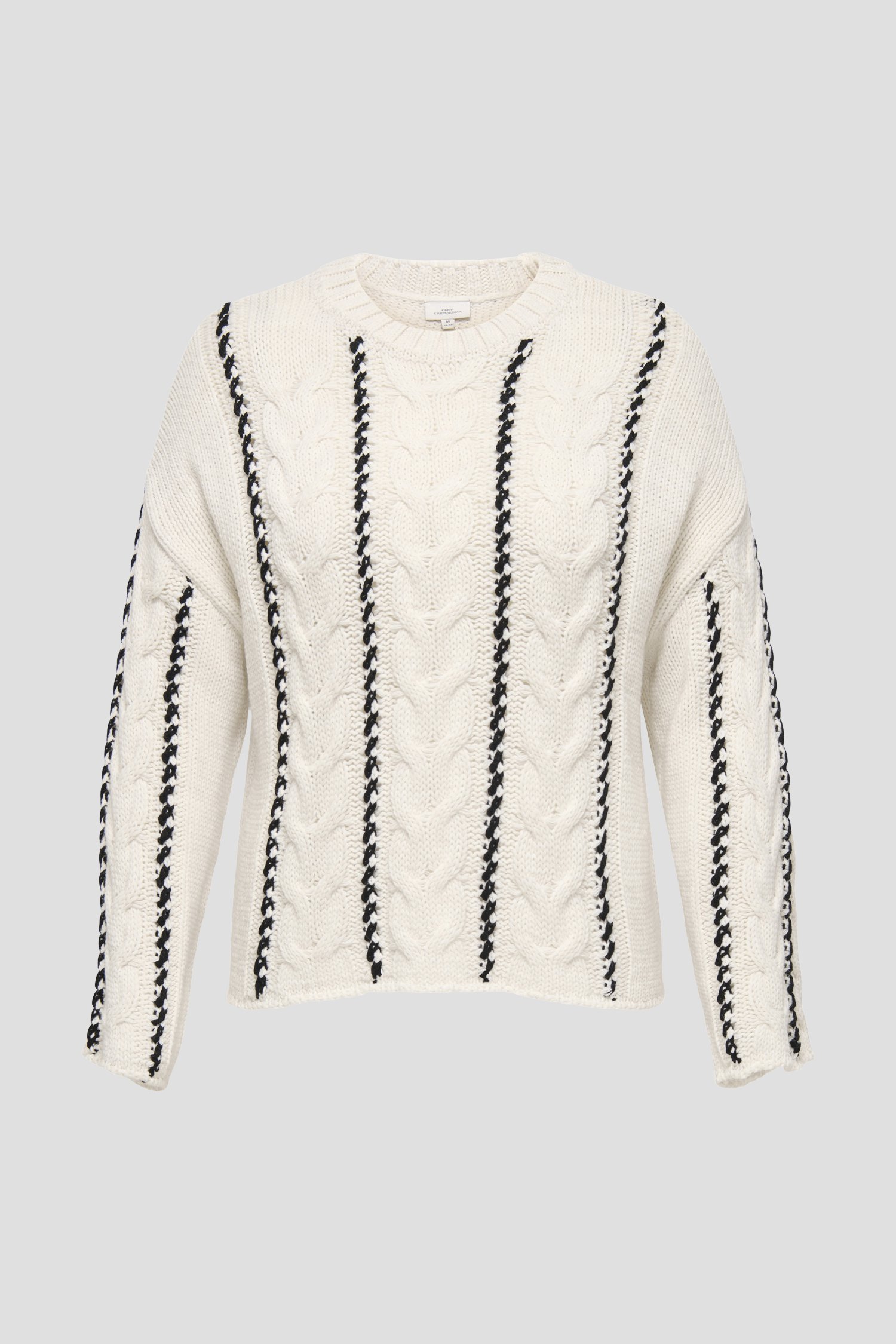 Photo produit 1 de Pull torsadé blanc à rayures noires de ONLY Carmakoma pour Femmes