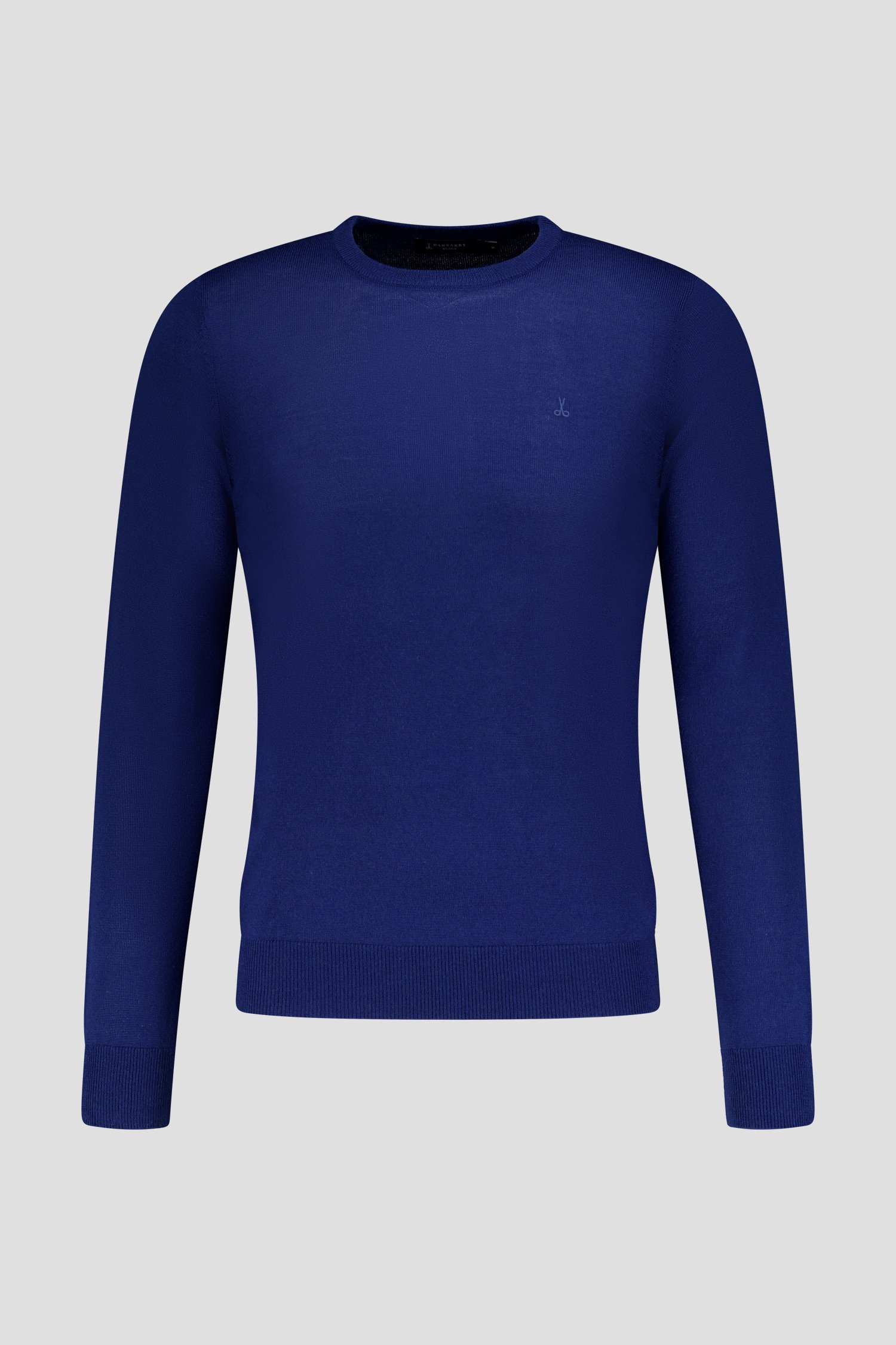 Pull tricot fin bleu à col rond de Dansaert Black pour Hommes