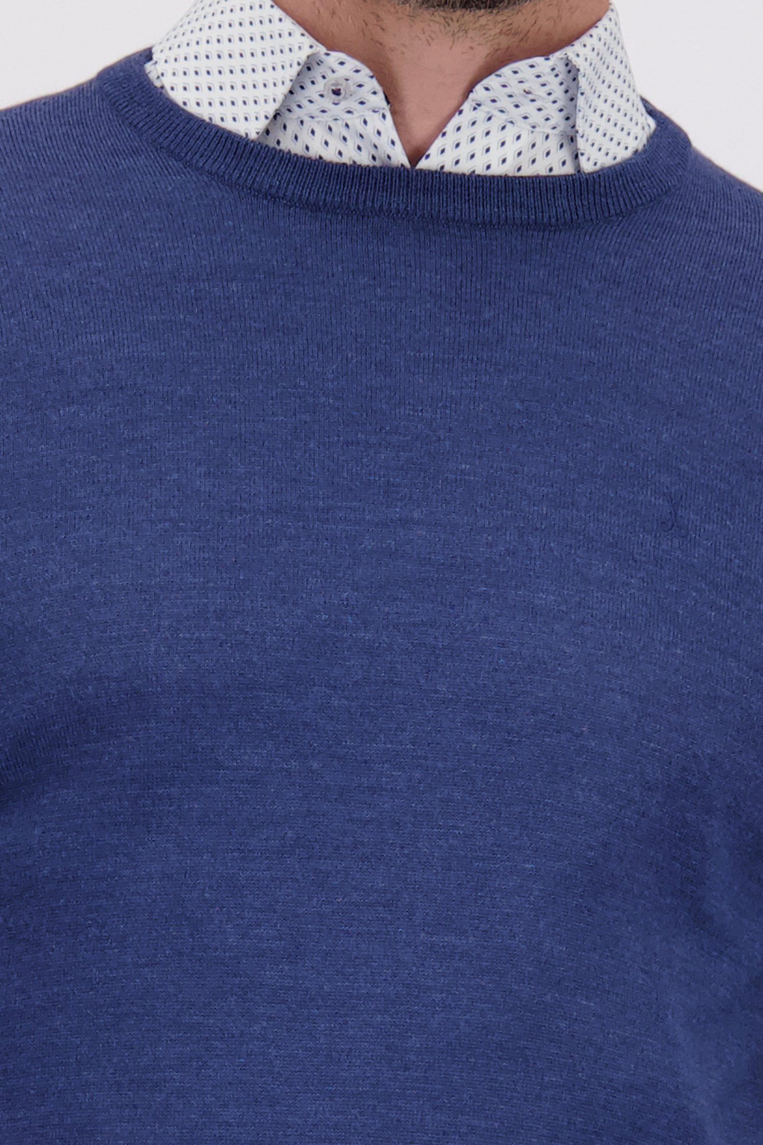 Détail de Pull tricot fin bleu à col rond de Dansaert Black pour Hommes