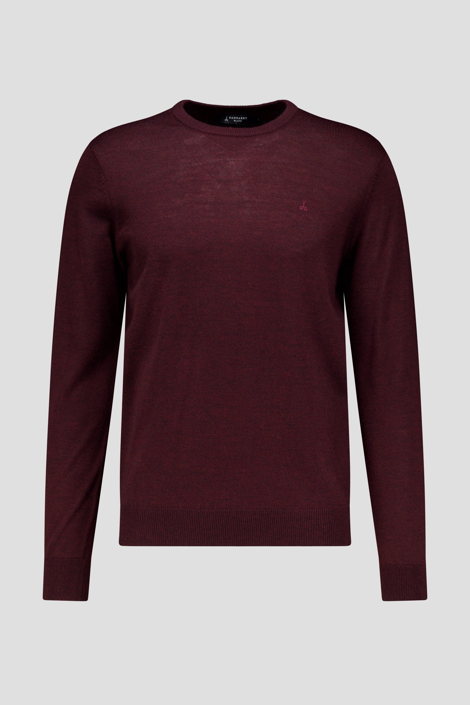 Photo produit 1 de Pull tricot fin bordeaux à col rond de Dansaert Black pour Hommes