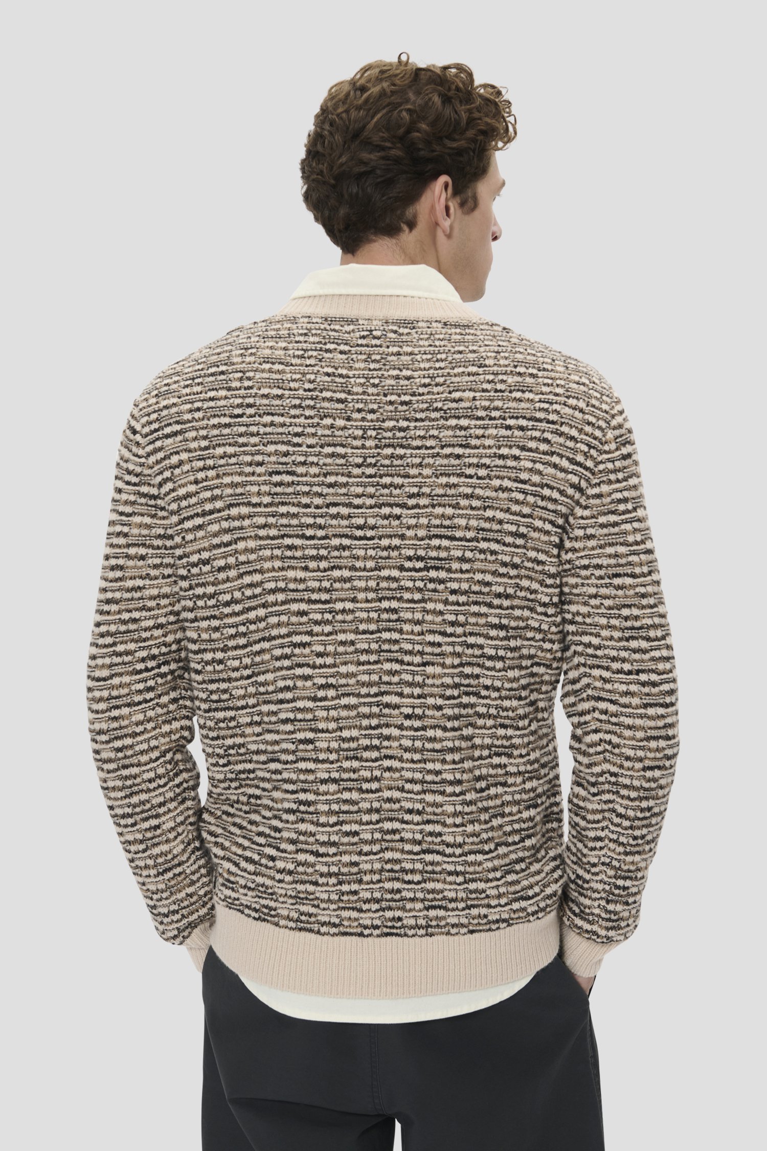 Le dos de Pull tricoté beige-marron de Matinique pour Hommes