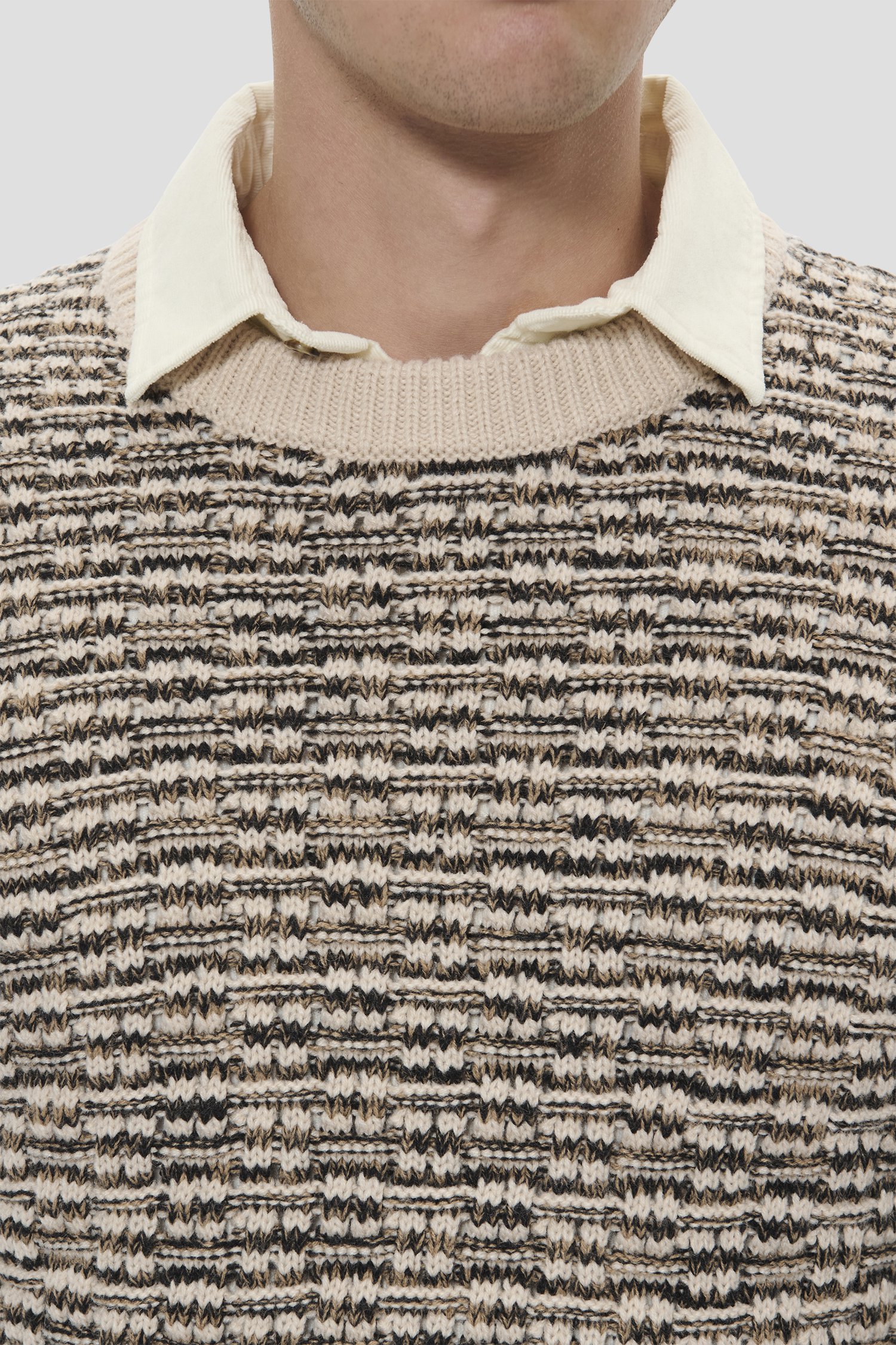 Détail de Pull tricoté beige-marron de Matinique pour Hommes