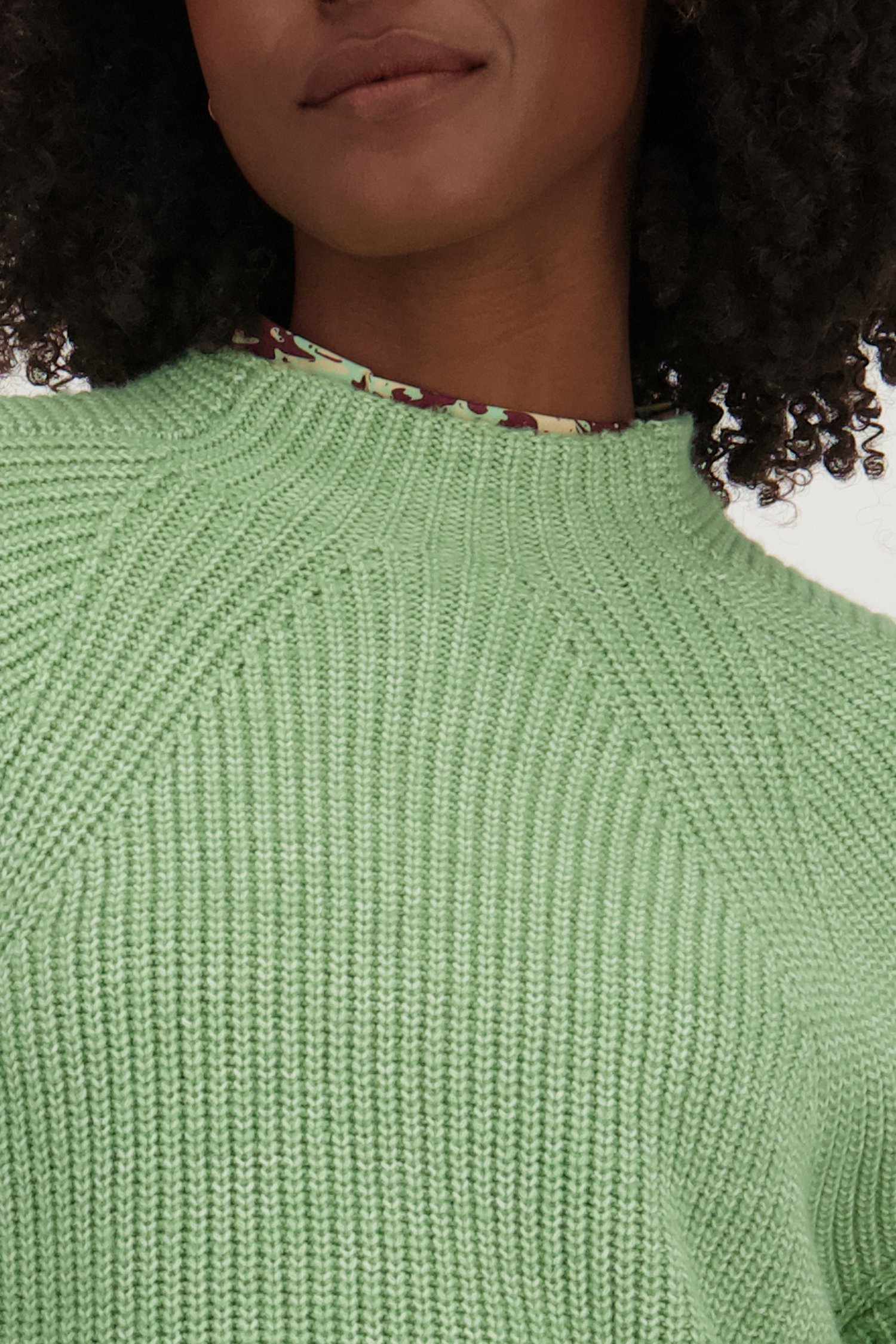 Pull tricoté vert clair à manches amples de Louise pour Femmes