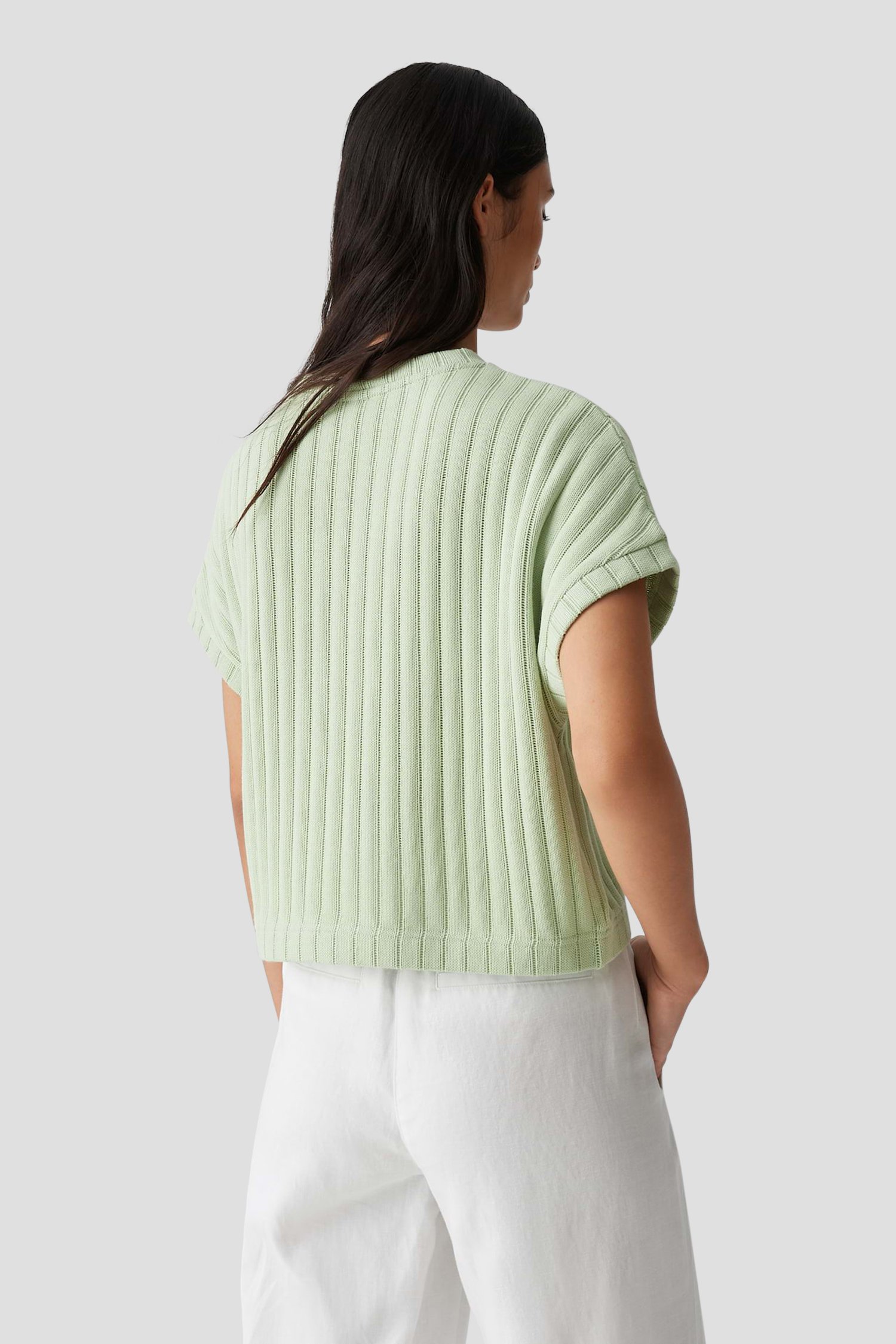 Pull tricoté vert clair à manches courtes de Opus pour Femmes
