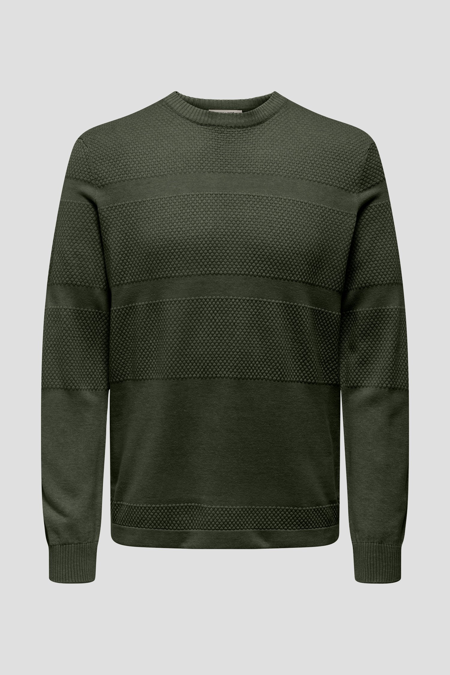Photo produit 1 de Pull tricoté vert foncé à texture de Only & Sons pour Hommes