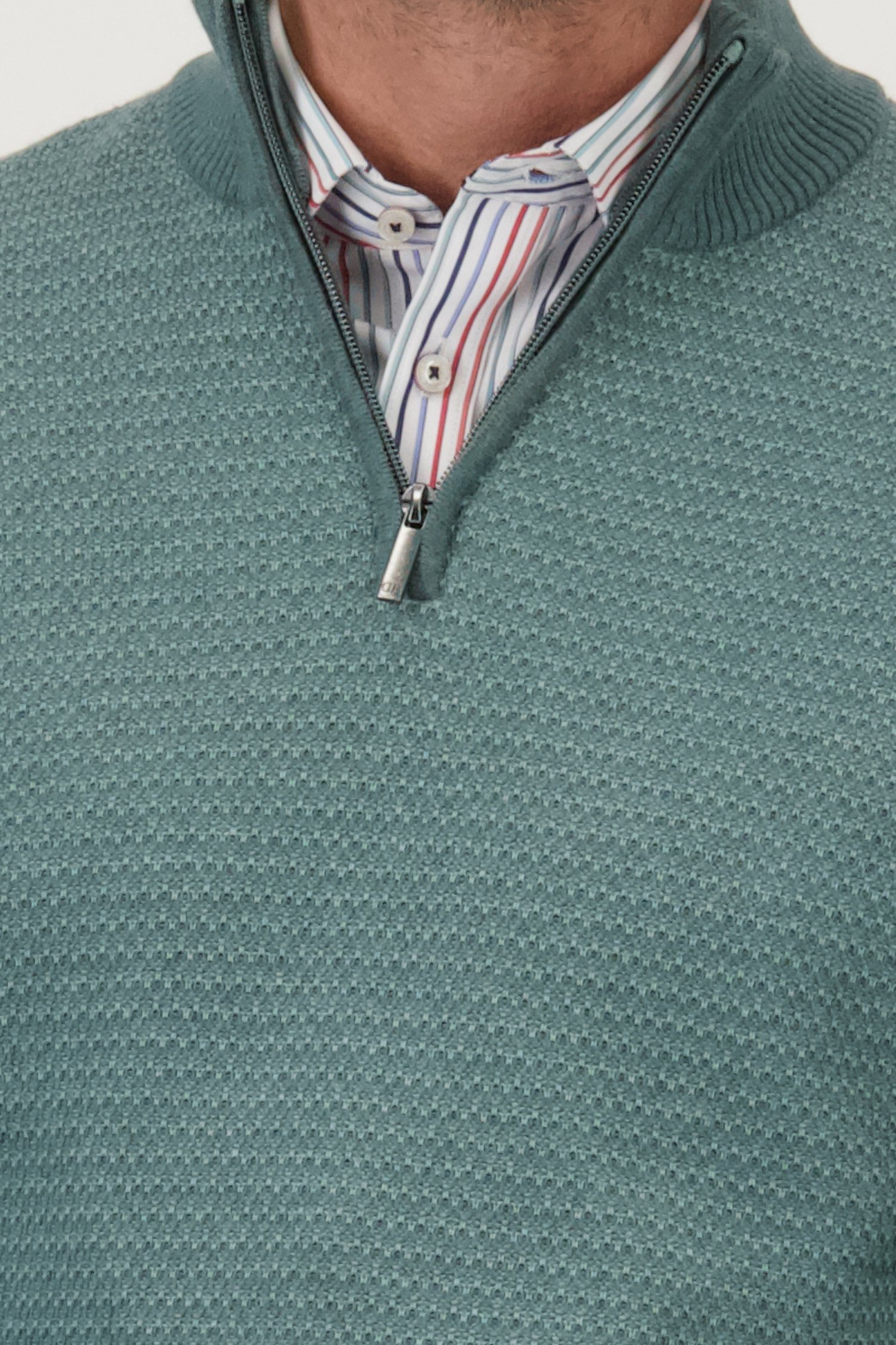 Pull vert à col zippé de Dansaert Blue pour Hommes