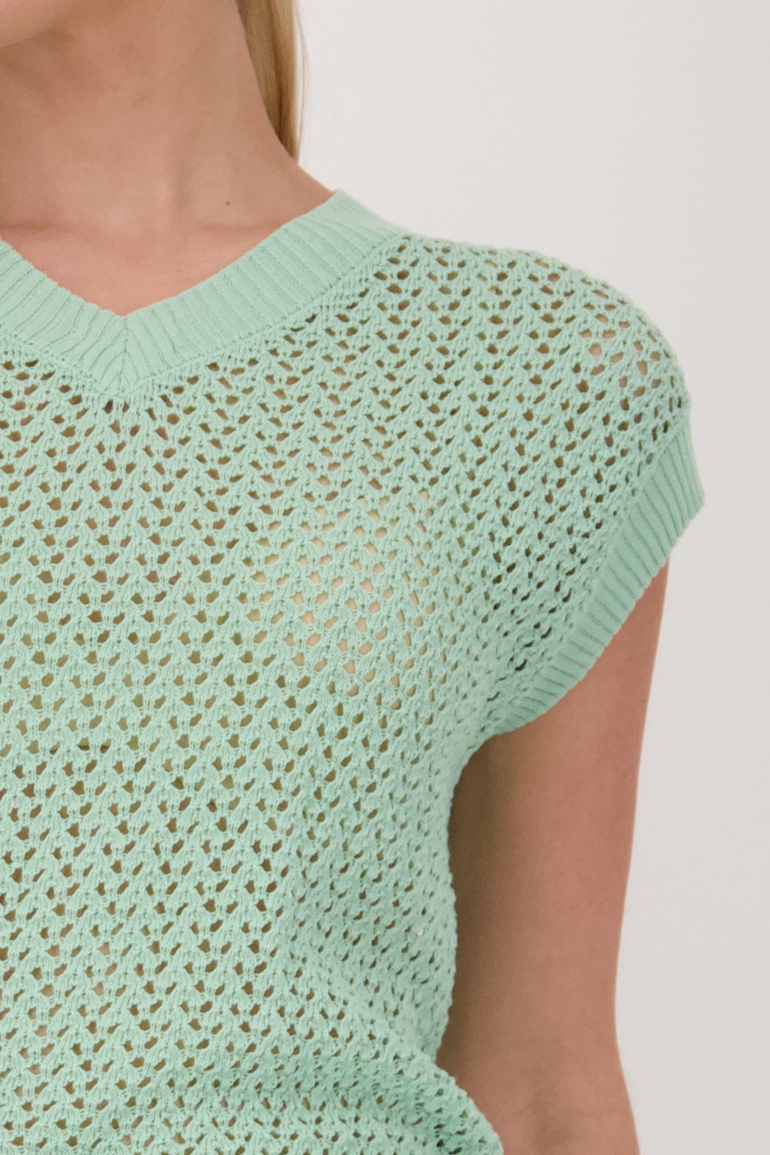 Pull vert à motief ajouré et manches courtes de Liberty Island pour Femmes