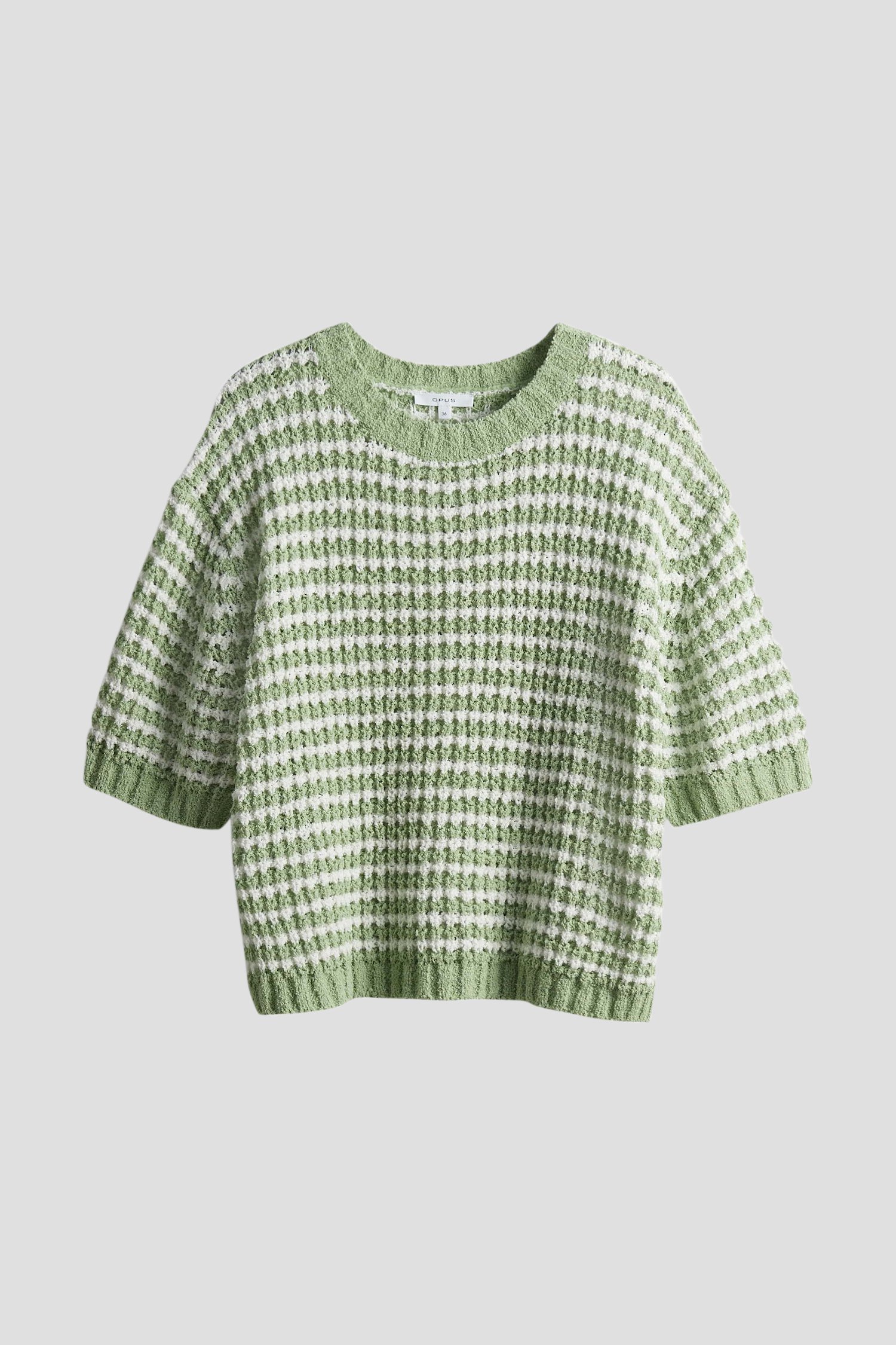 Pull vert avec blanc à manches mi-longues de Opus pour Femmes