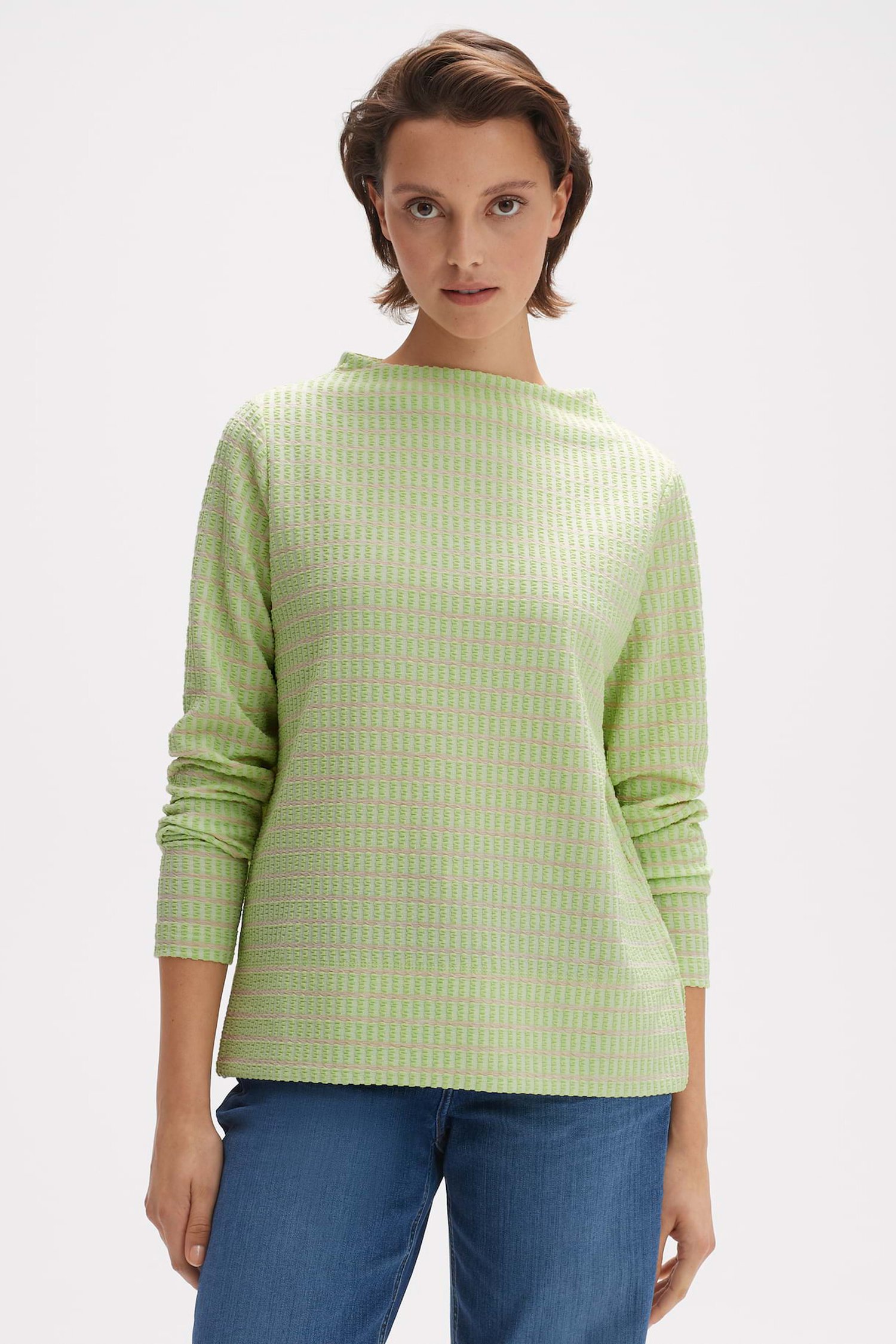 Pull vert avec tissu texturé gaufré de Opus pour Femmes