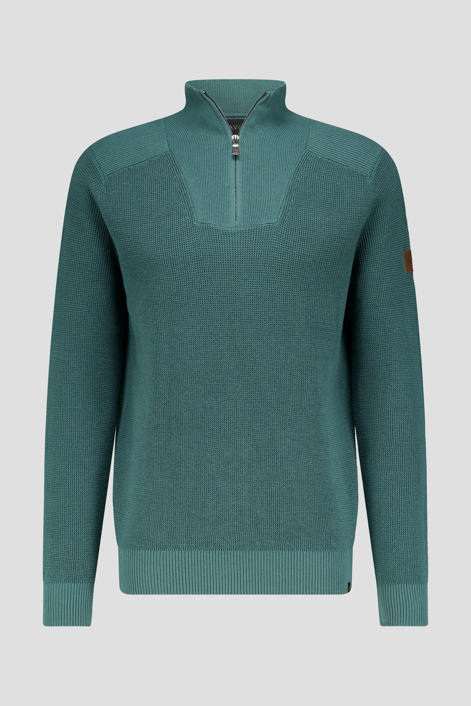 Pull vert-bleu avec fermeture éclair courte de Ravøtt pour Hommes