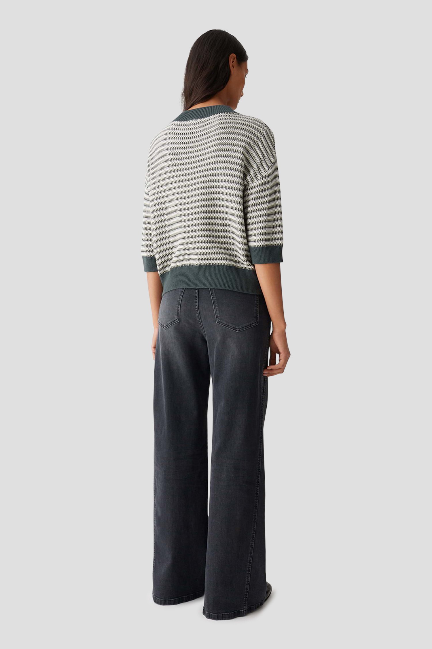 Le dos de Pull vert chiné en maille jacquard de Opus pour Femmes