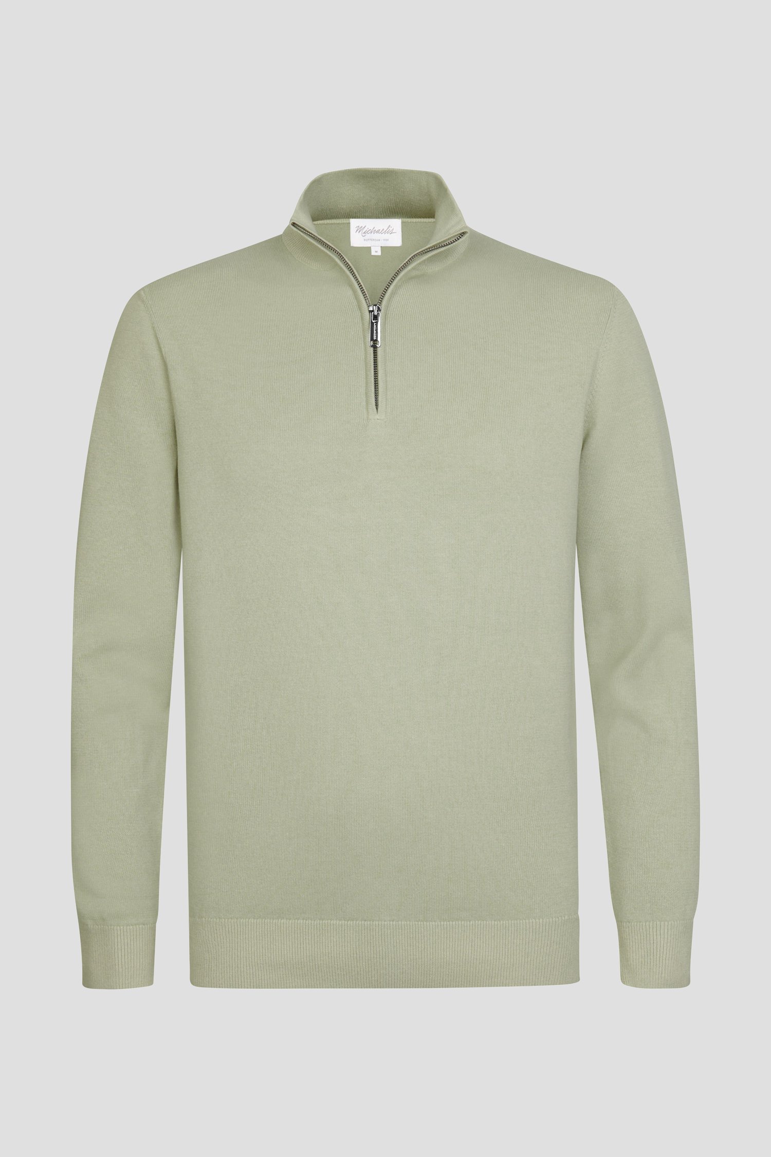 Photo produit 1 de Pull vert clair à col zippé de Michaelis pour Hommes