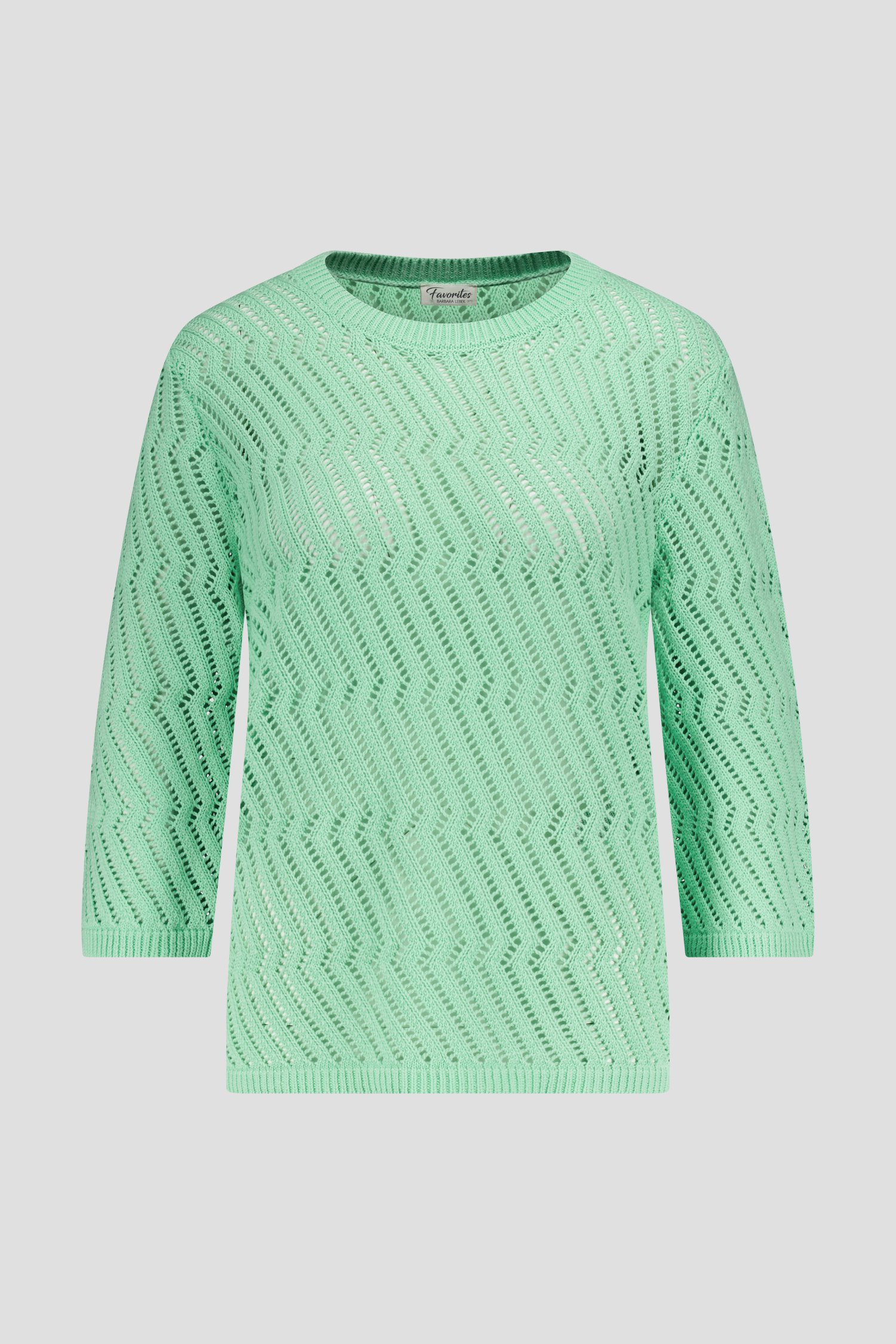 Pull vert clair avec tricot ajouré de Barbara Lebek pour Femmes