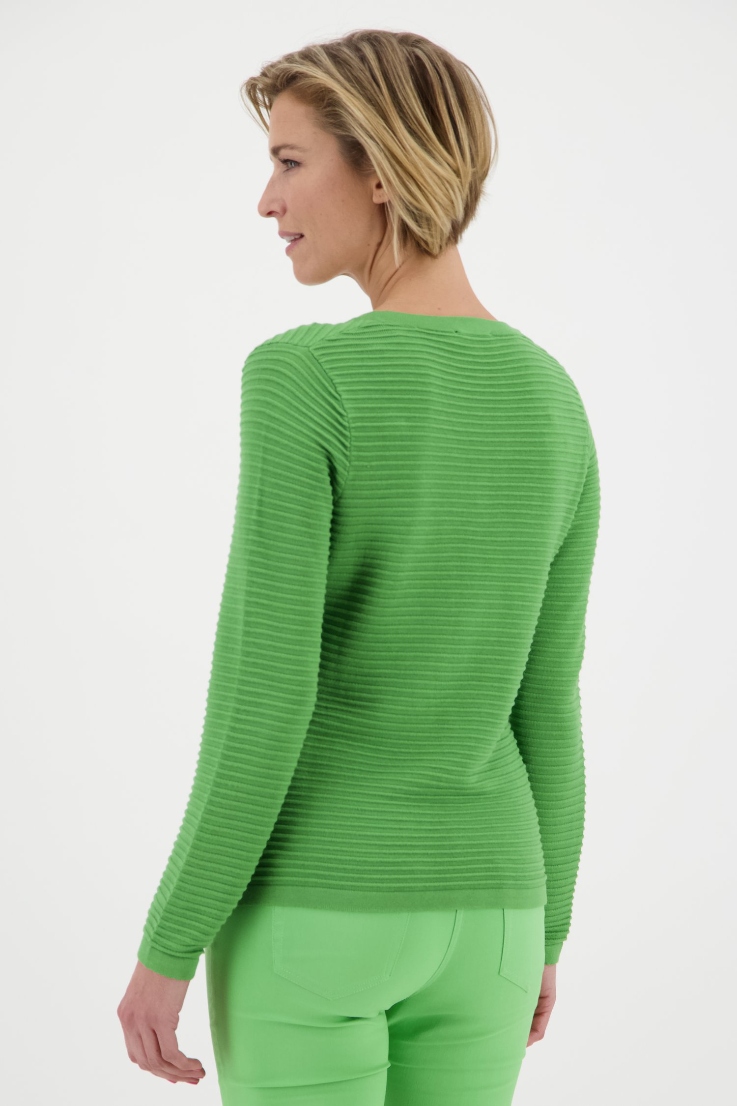 Pull vert en tissu côtelé de Claude Arielle pour Femmes
