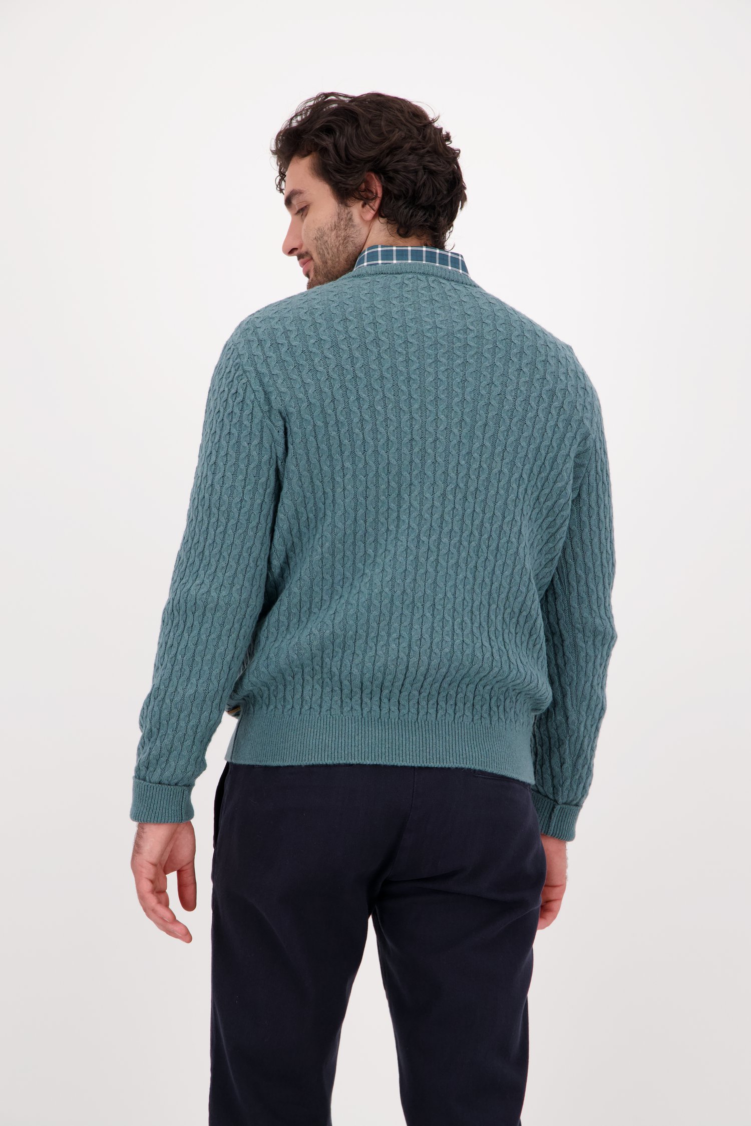Pull vert en tricot texturé de Upper East pour Hommes