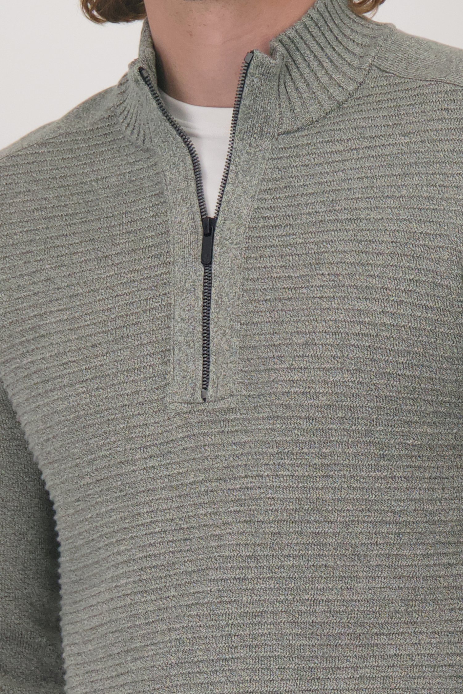 Pull vert mélangé avec fermeture zippée de Bluefields pour Hommes