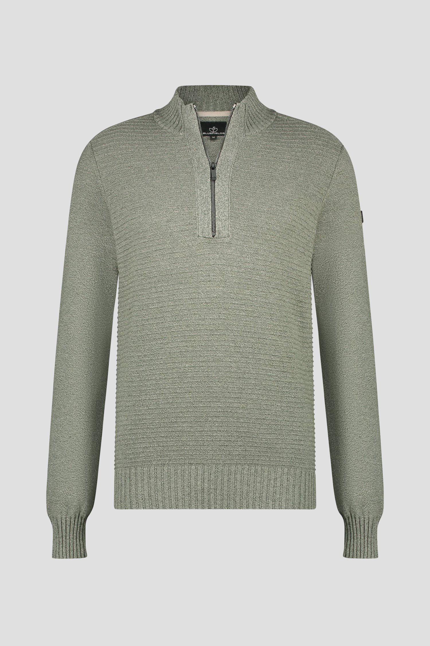 Pull vert mélangé avec fermeture zippée de Bluefields pour Hommes