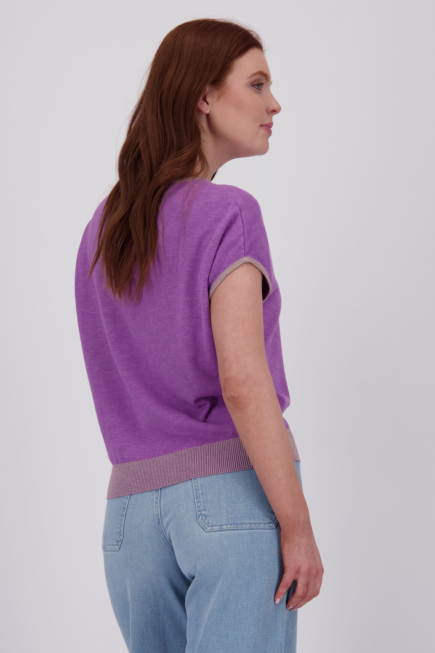Pull violet à manches courtes coupées de Libelle pour Femmes