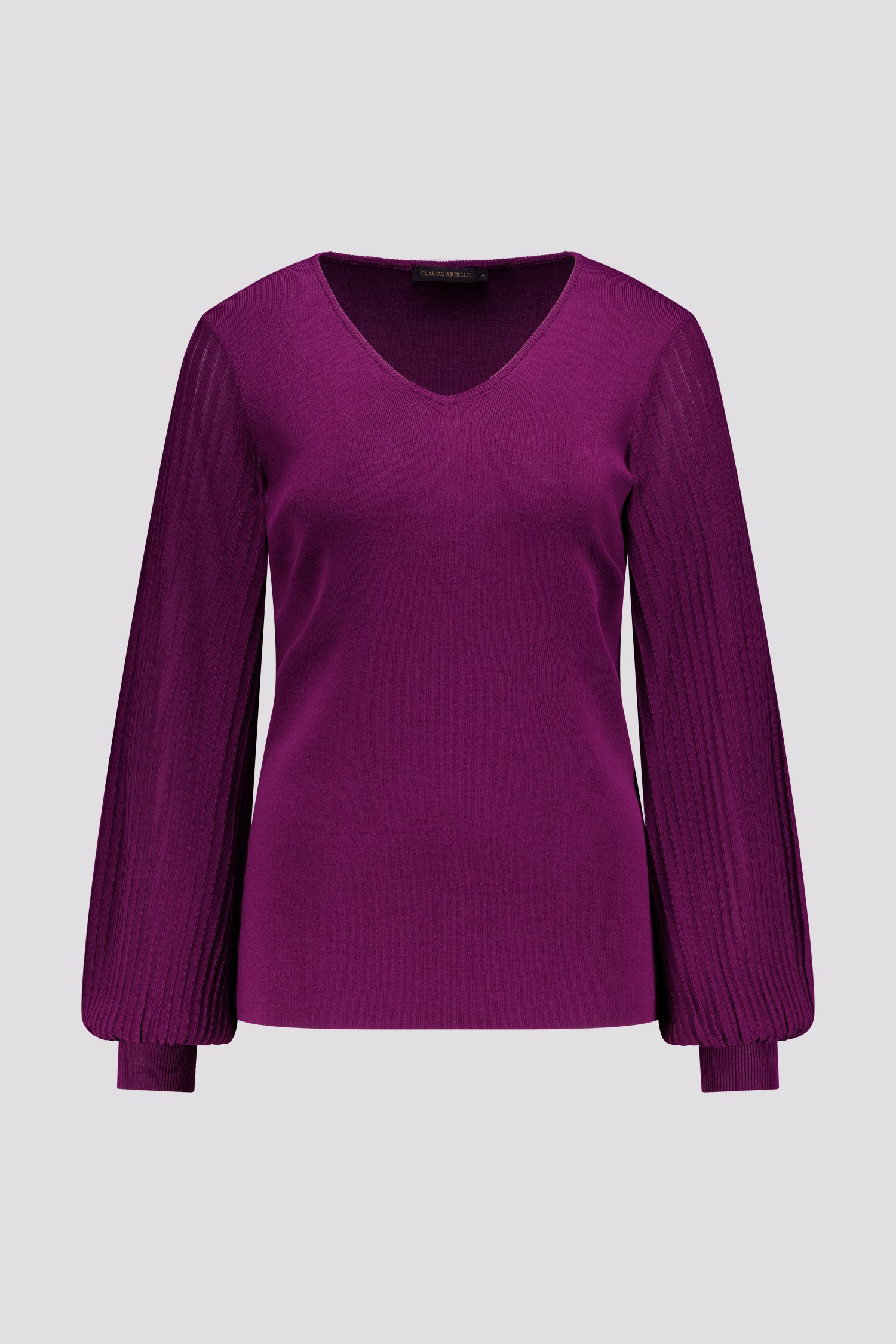 Photo produit 2 de Pull violet foncé à col en V de Claude Arielle pour Femmes