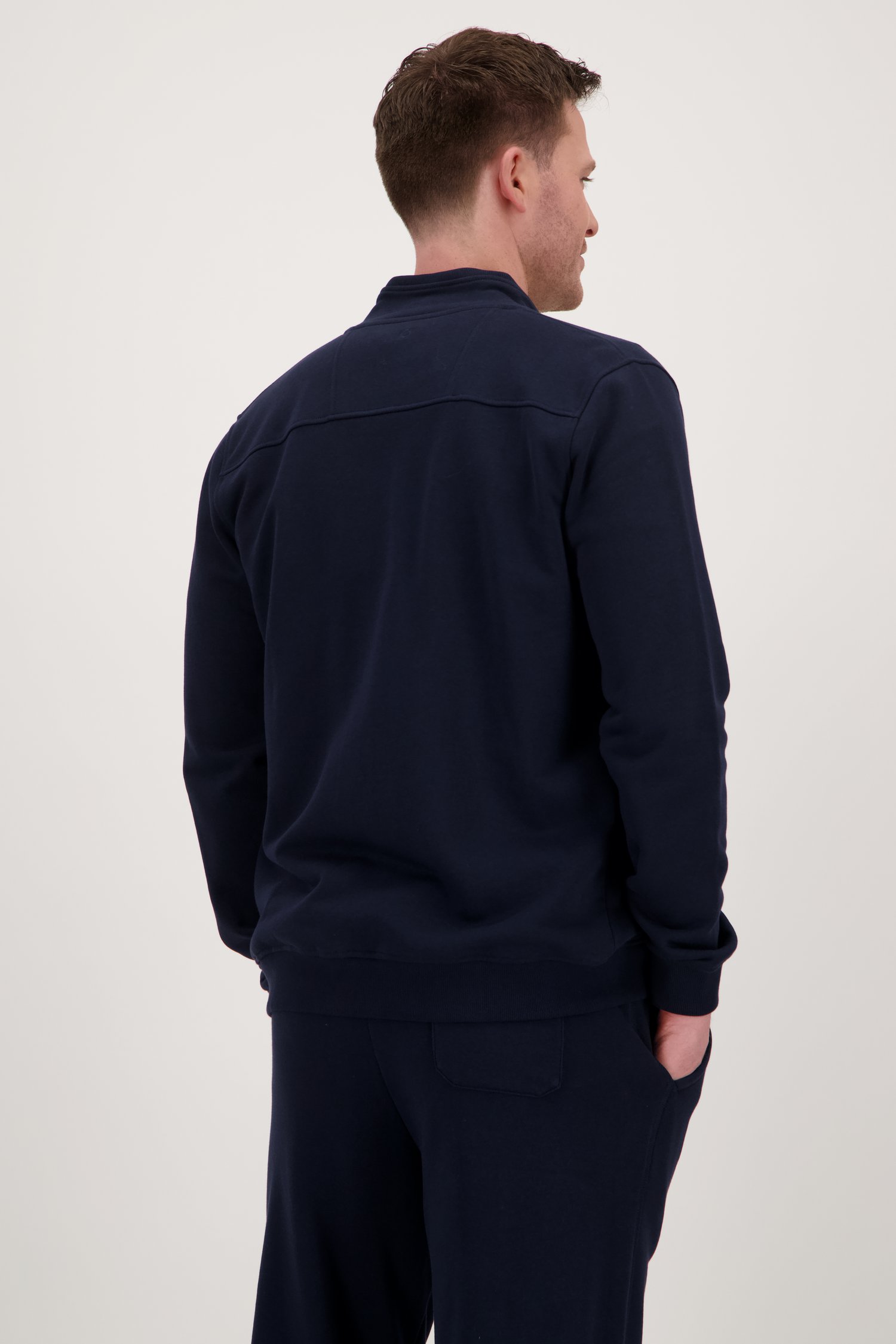 Pull zippé bleu foncé de Liberty Island pour Hommes