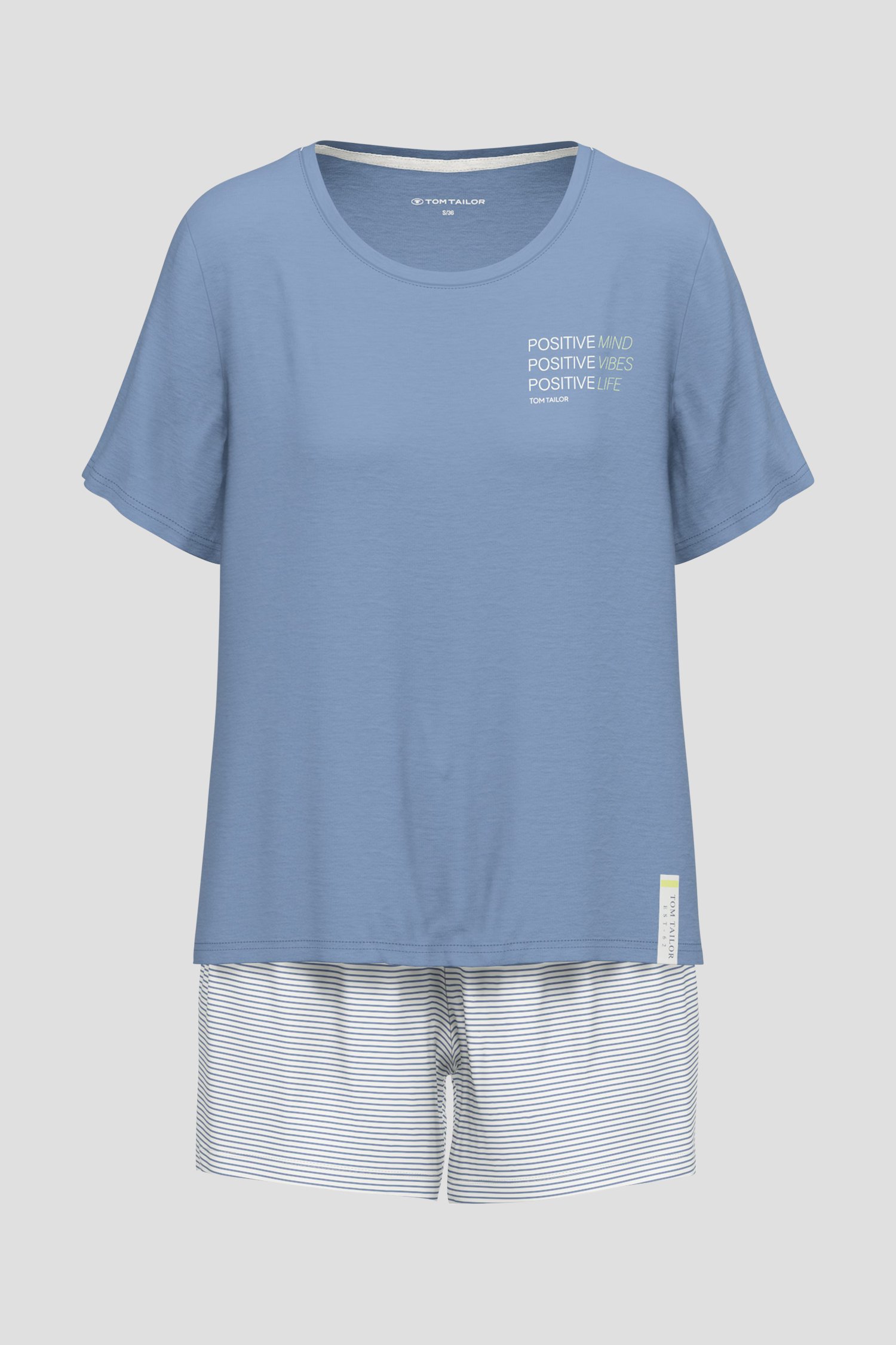 Pyjama bleu avec T-shirt et short de Tom Tailor pour Femmes