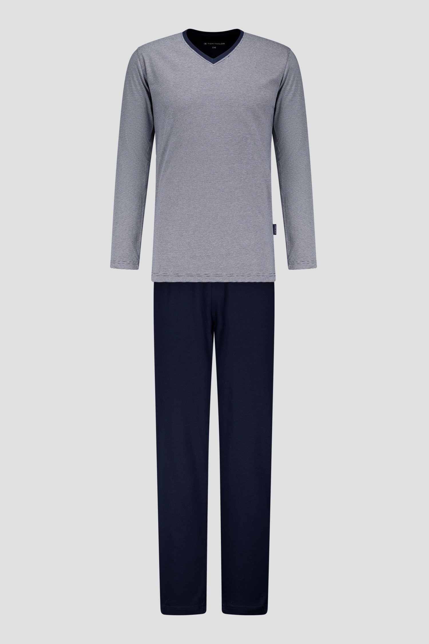 Pyjama bleu foncé avec manches longues et pantalon de Tom Tailor pour Hommes