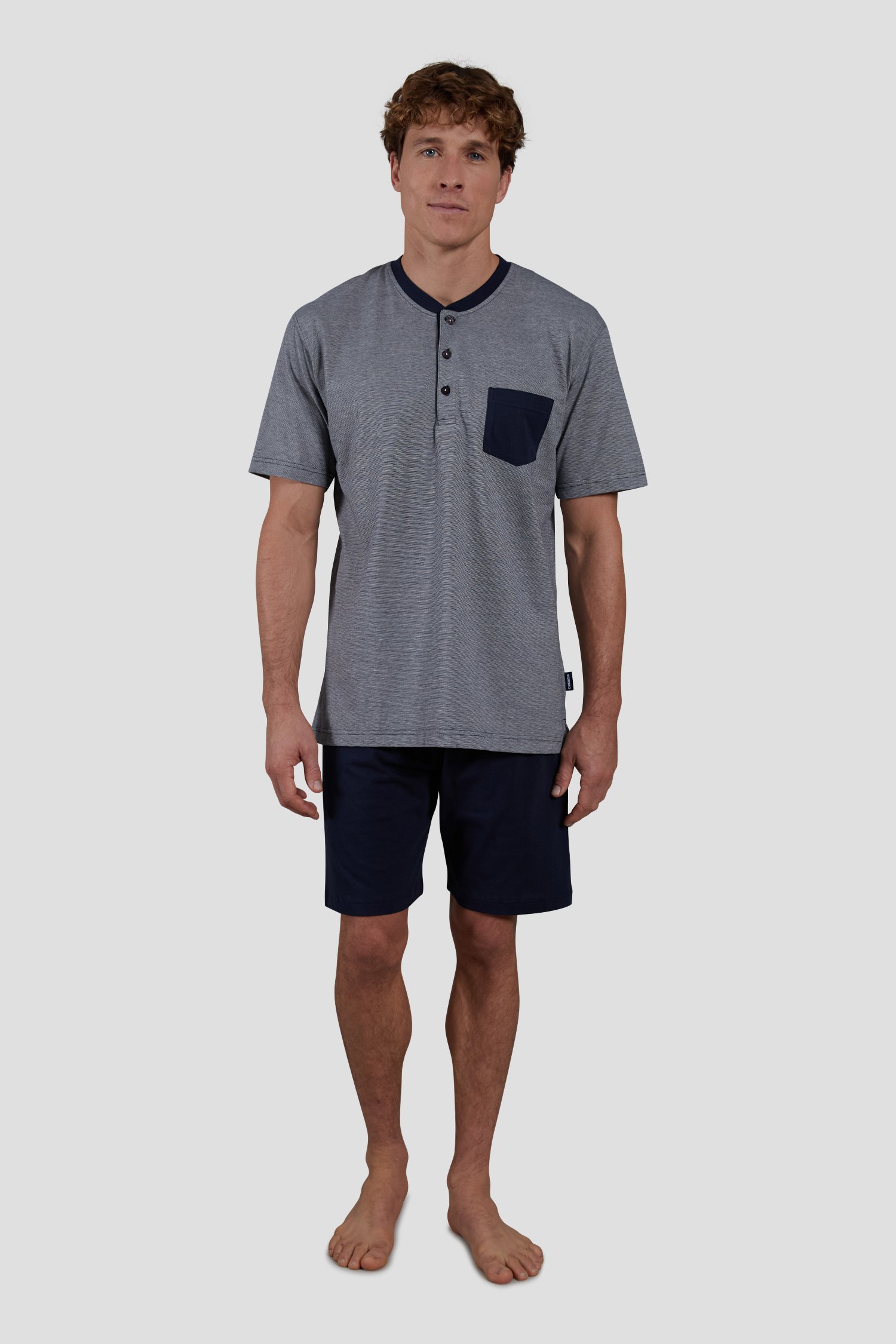 Pyjama bleu marine avec T-shirt et short de Liberty Island pour Hommes
