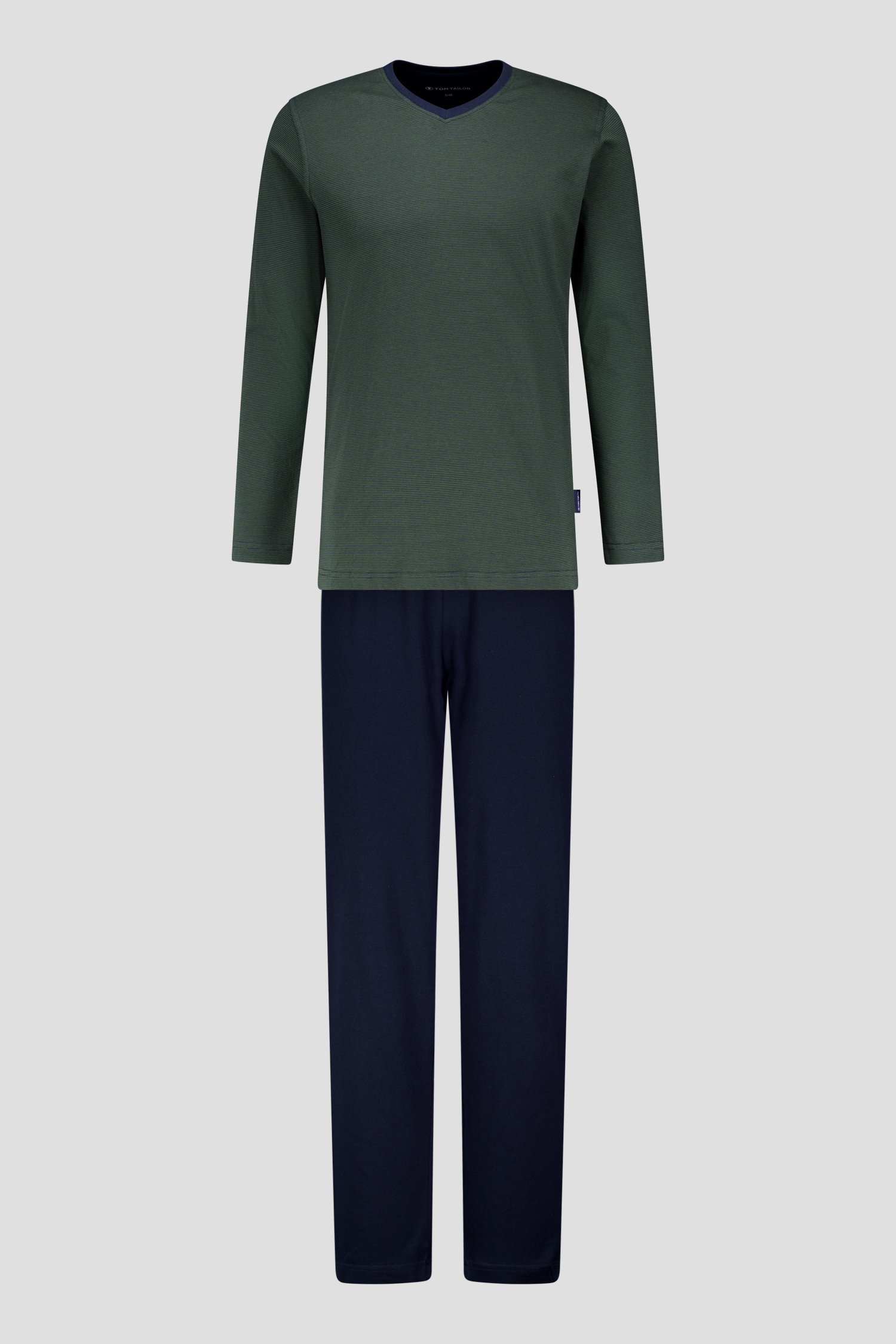 Pyjama vert foncé avec manches longues et pantalon de Tom Tailor pour Hommes
